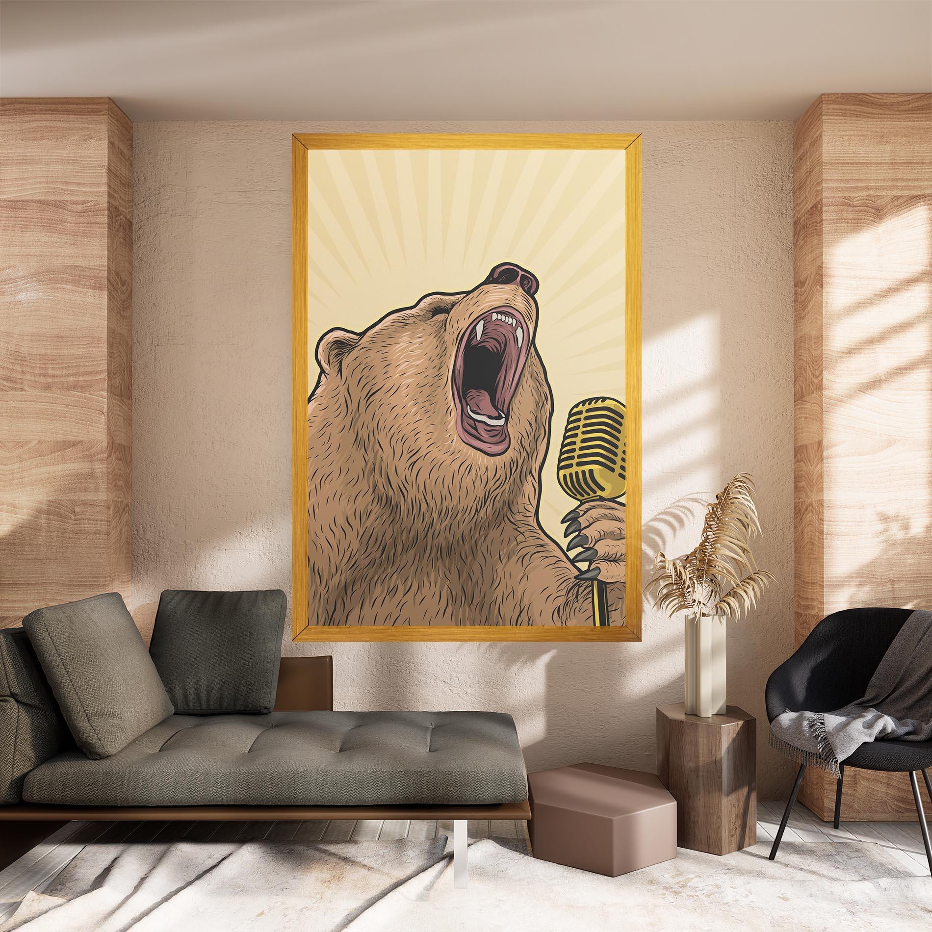 Картина на платно Bear Singing mockup 8