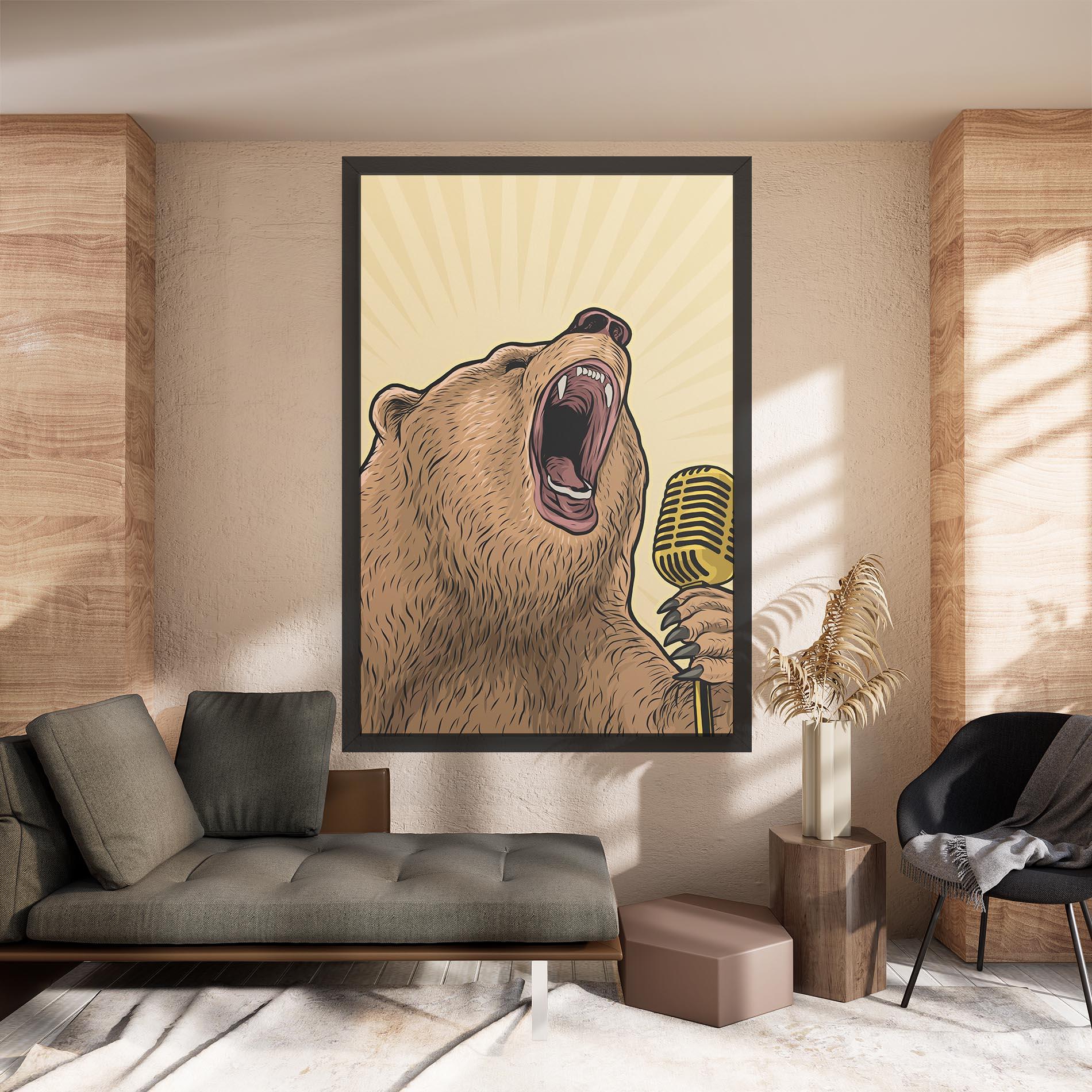 Картина на платно Bear Singing mockup 8