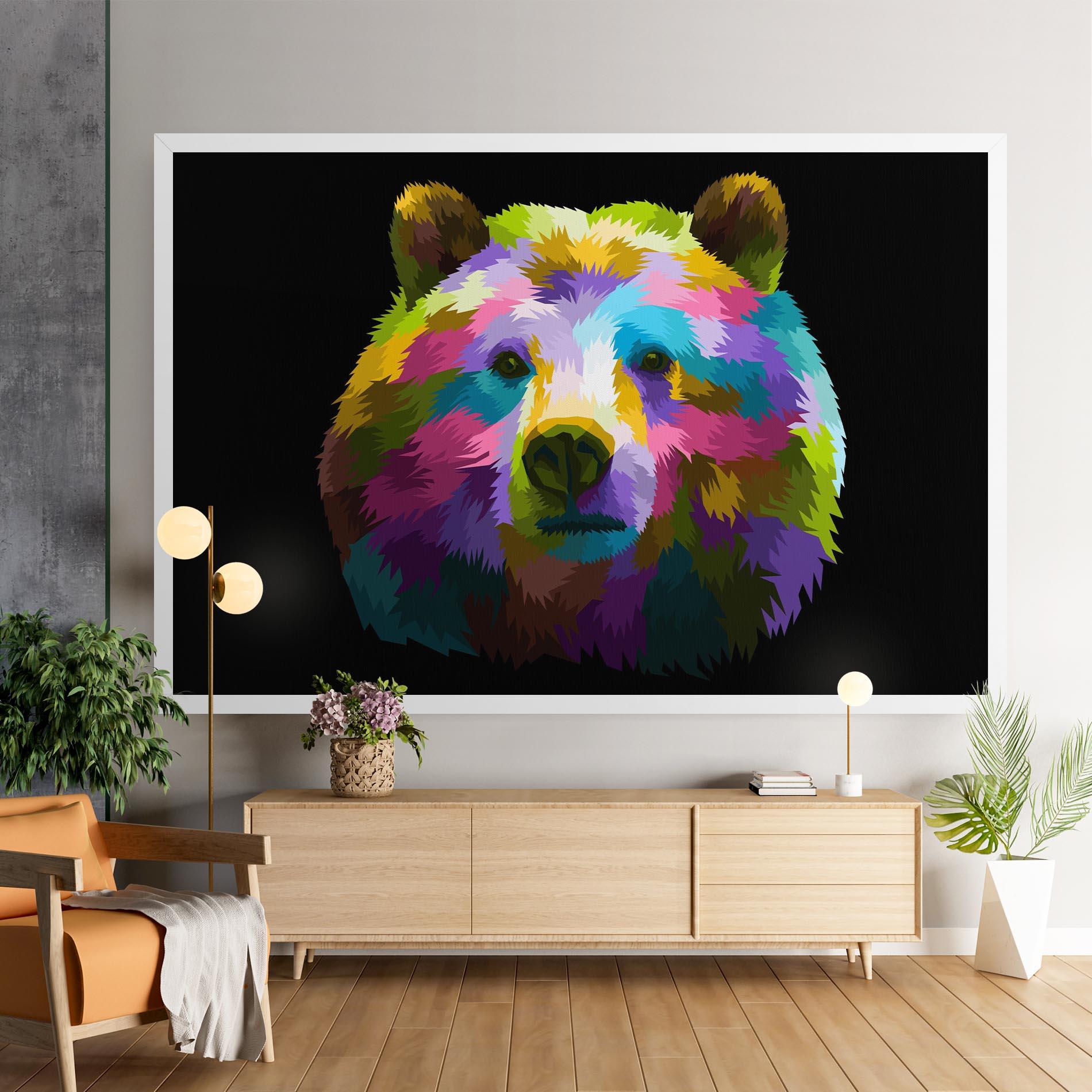 Картина на платно Colorful Bear Head mockup 9