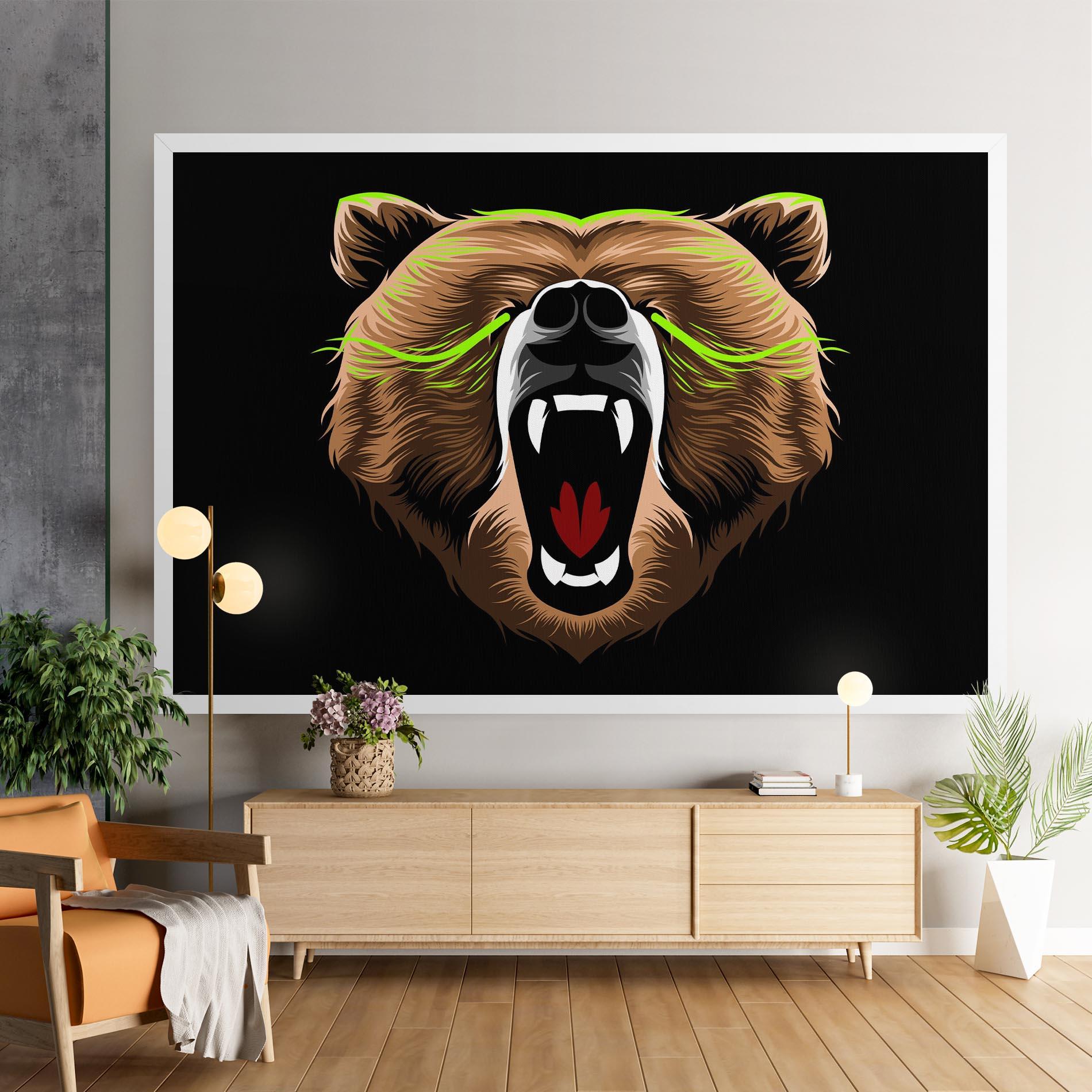 Картина на платно Green Line Bear mockup 9