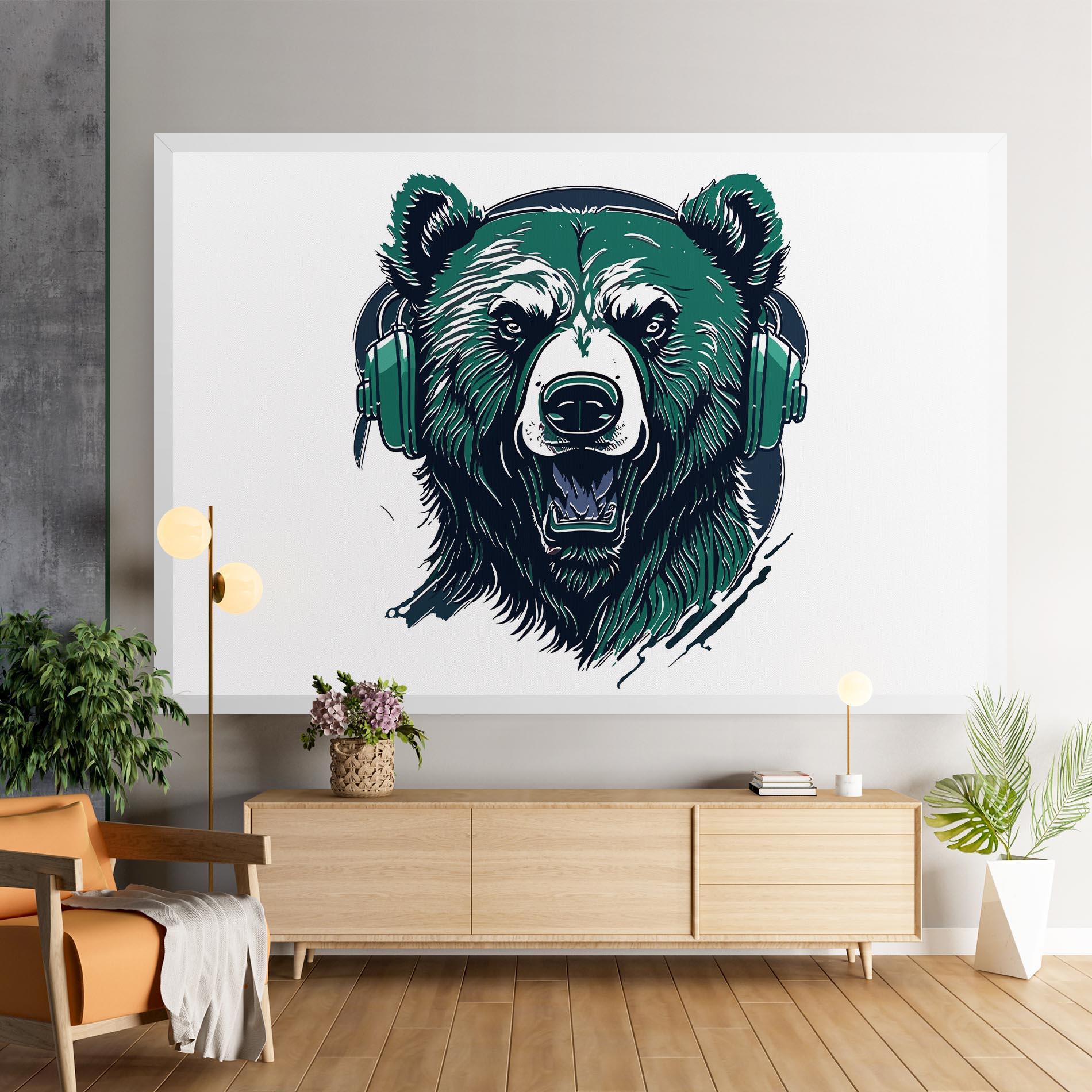 Картина на платно Green Music Bear mockup 9