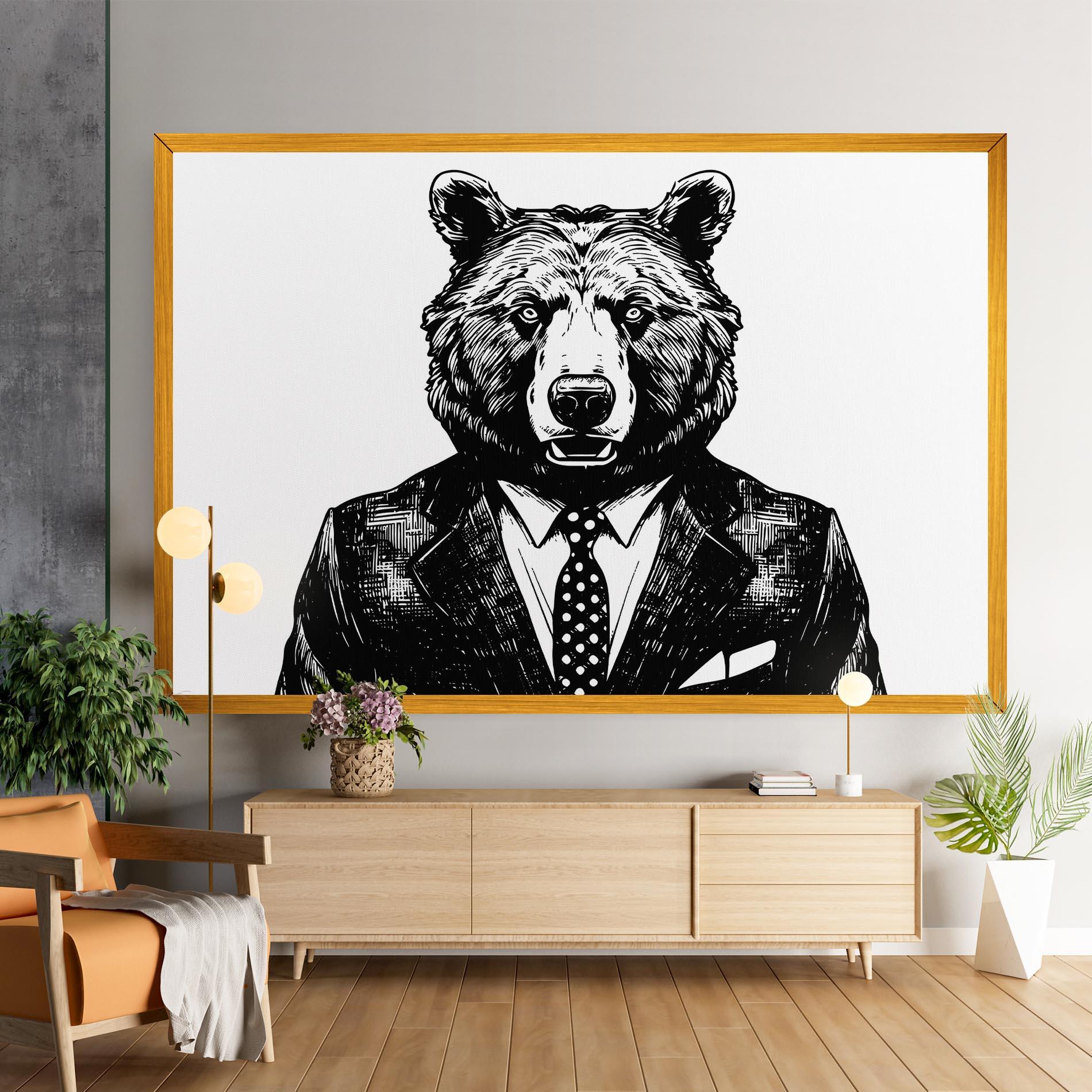 Картина на платно Bear In Suit mockup 9