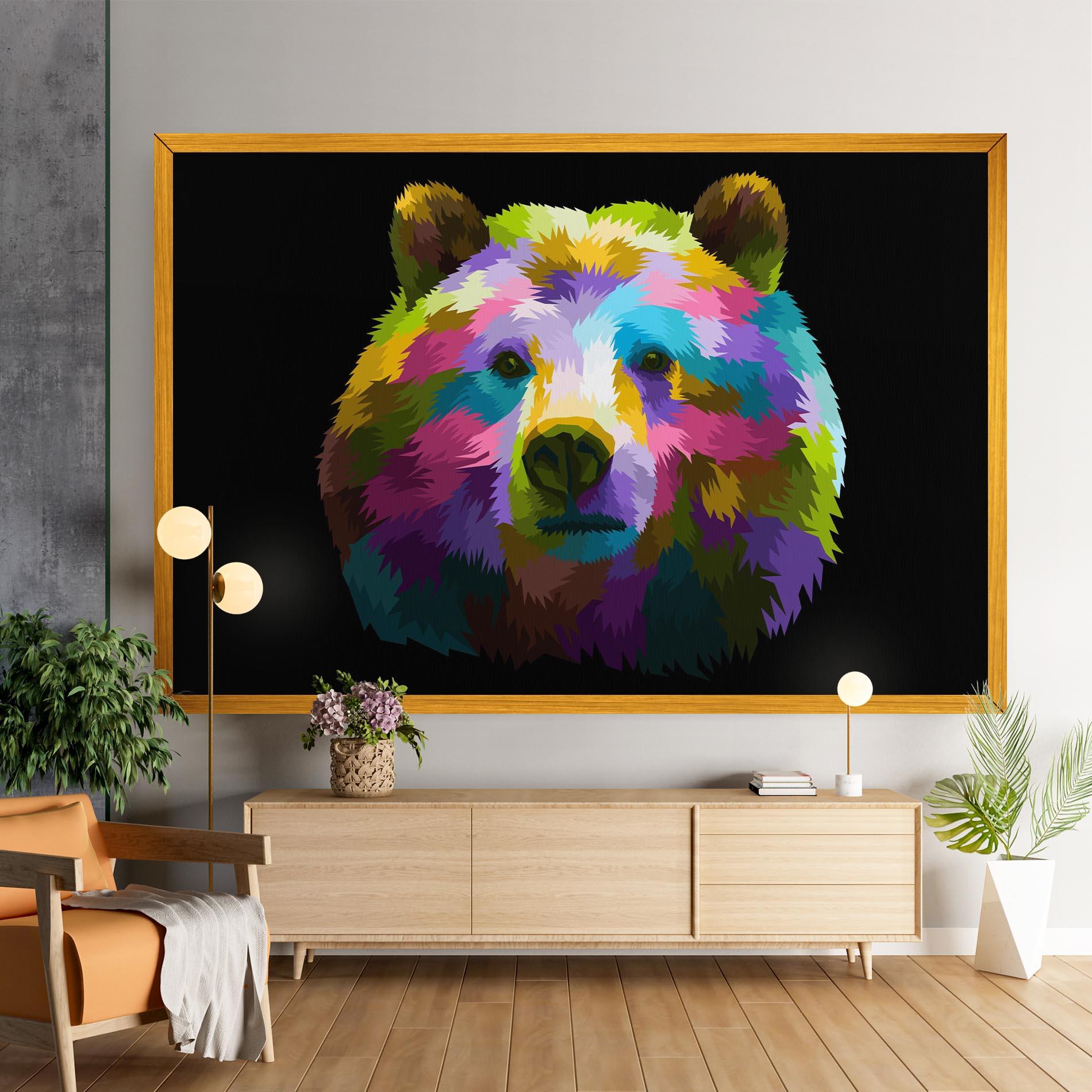 Картина на платно Colorful Bear Head mockup 9