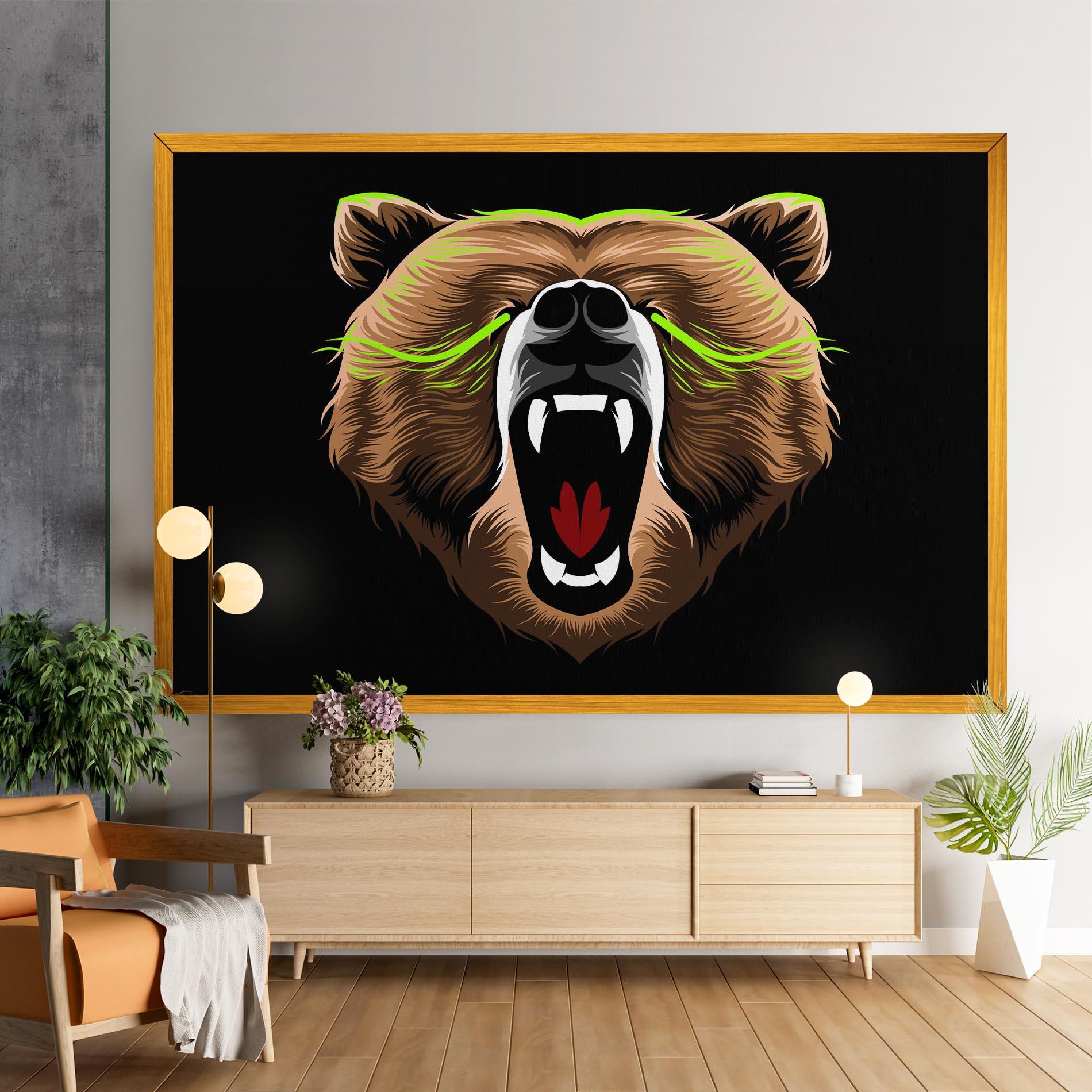 Картина на платно Green Line Bear mockup 9