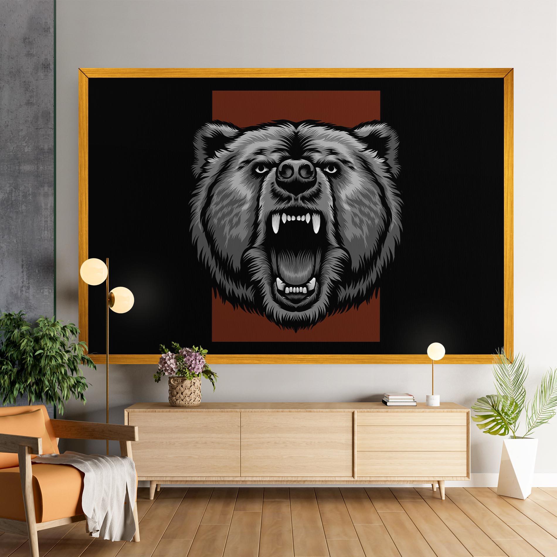 Картина на платно Grey Bear Head mockup 9