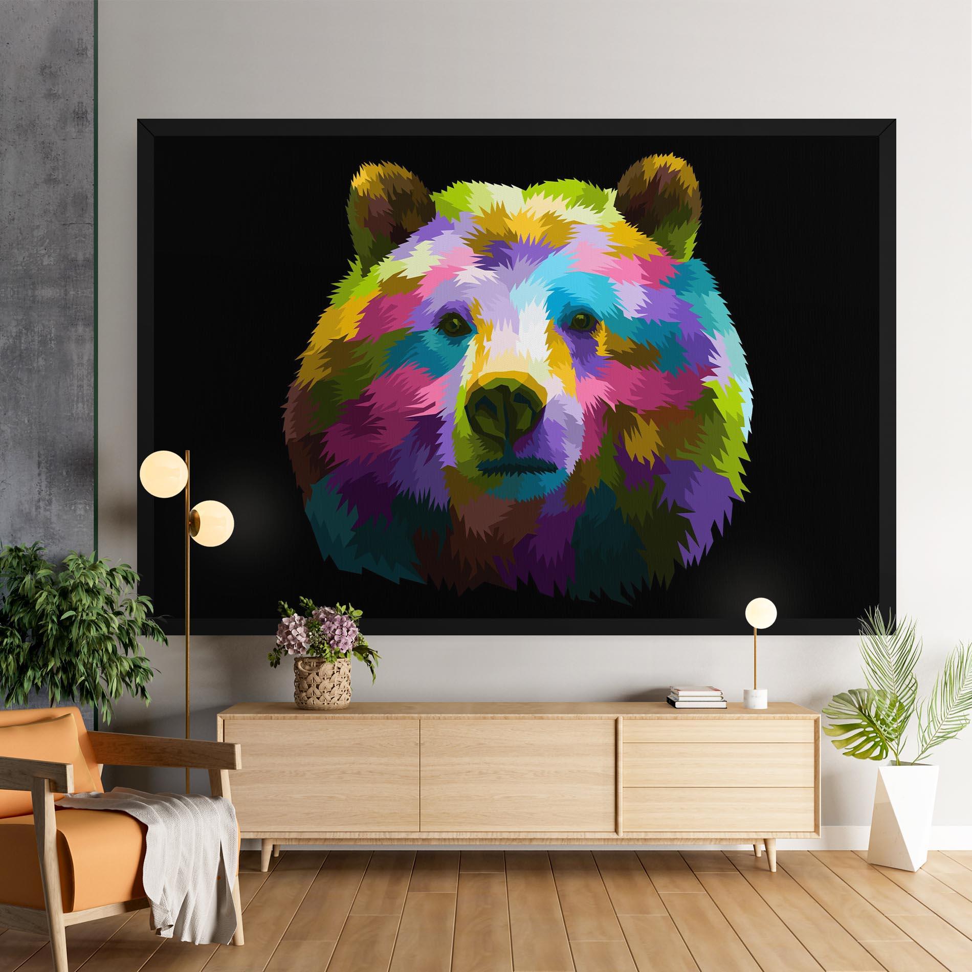 Картина на платно Colorful Bear Head mockup 9