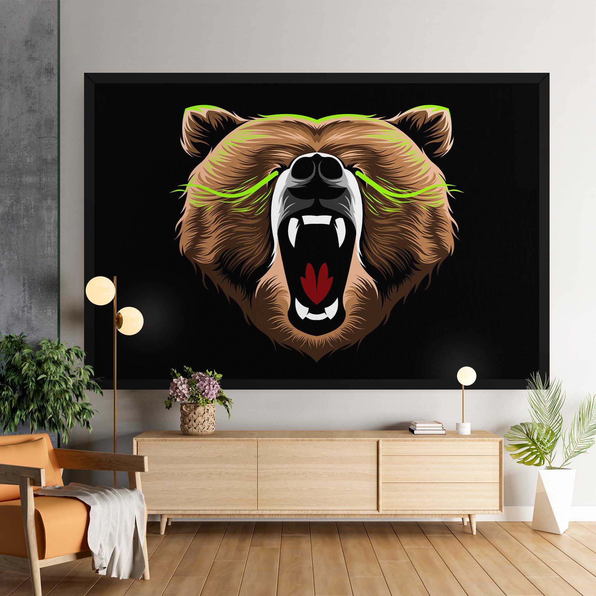 Картина на платно Green Line Bear mockup 9