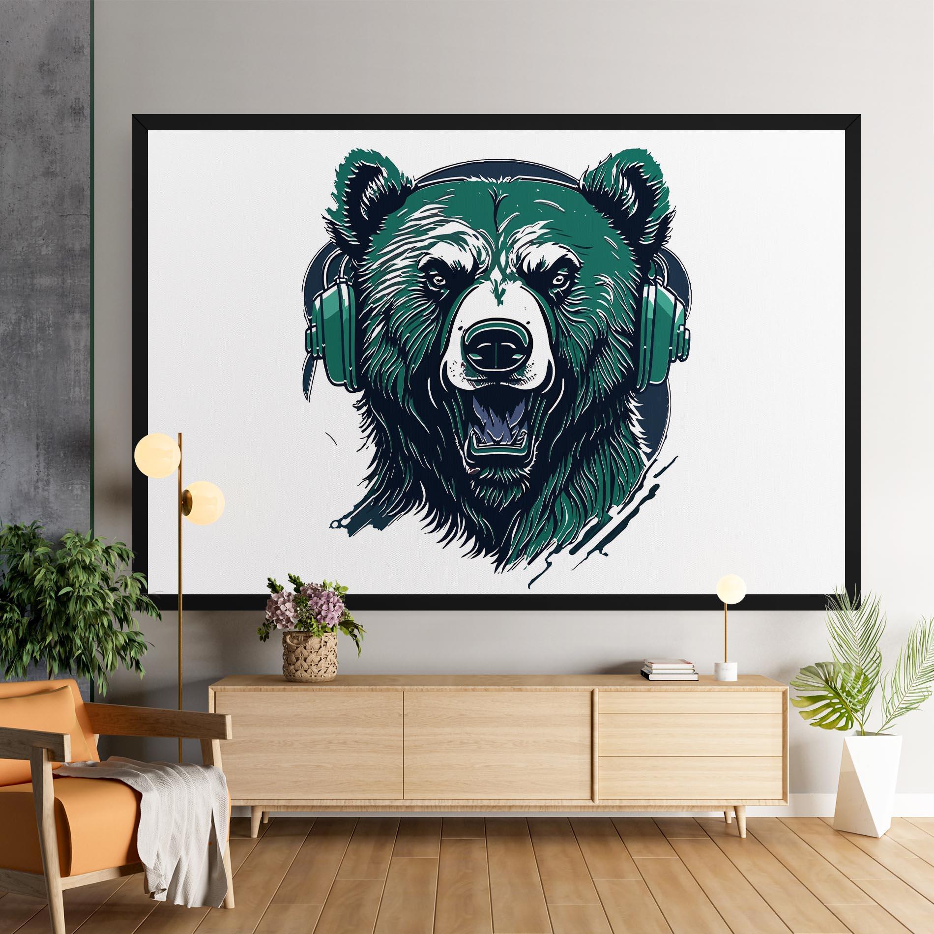 Картина на платно Green Music Bear mockup 9