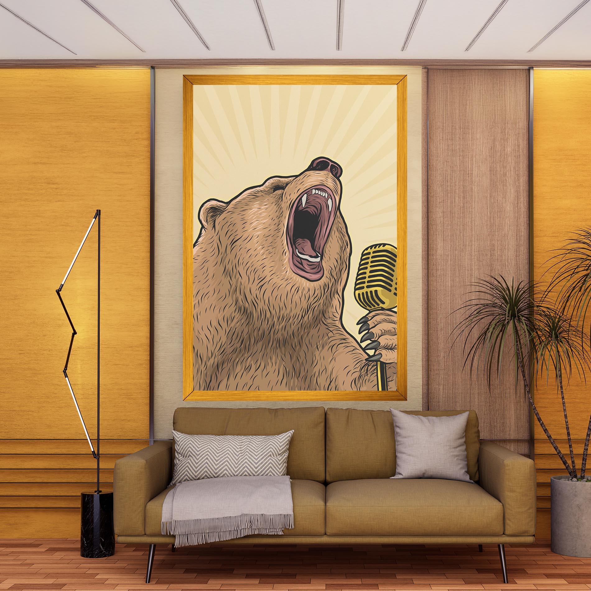 Картина на платно Bear Singing mockup 9