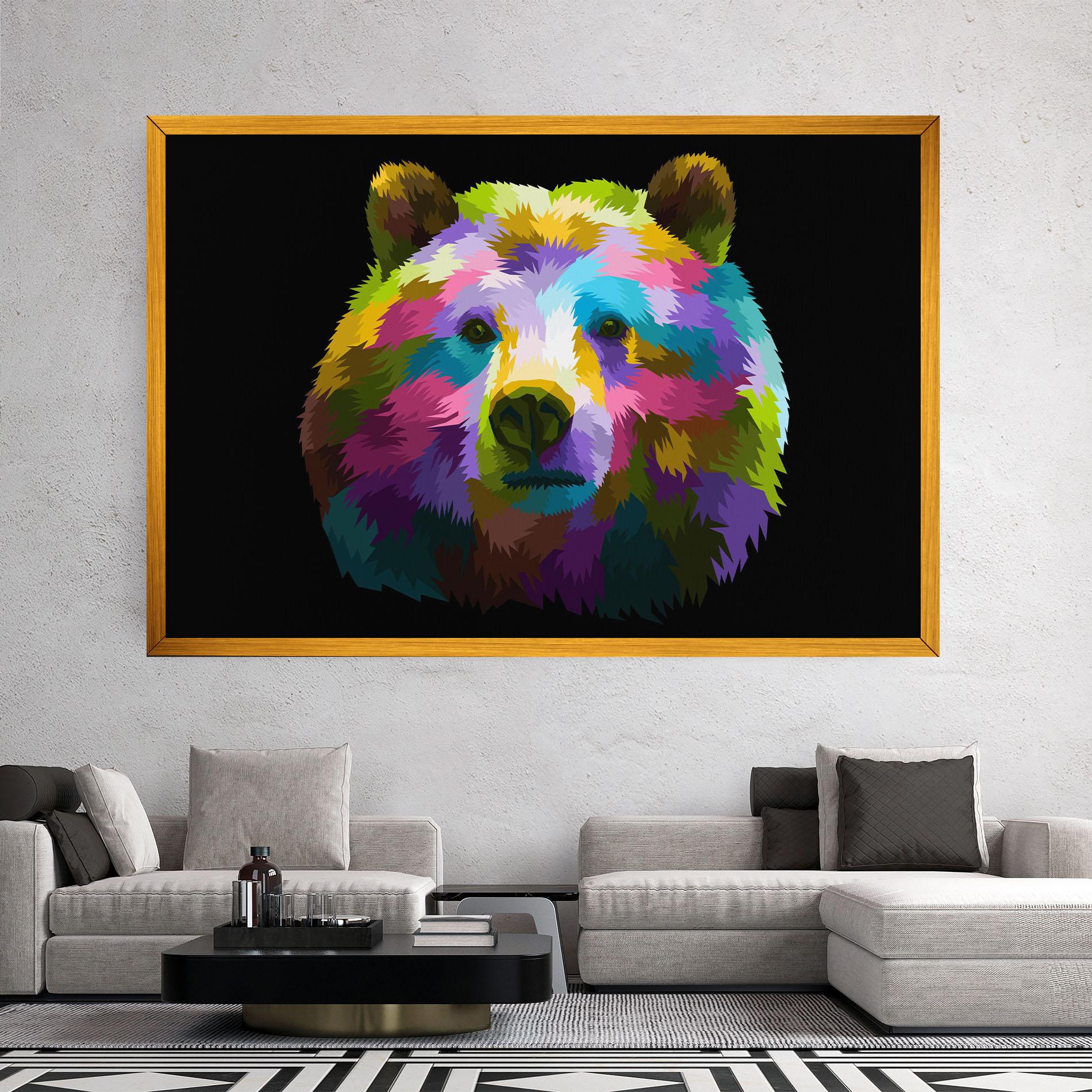 Картина на платно Colorful Bear Head mockup 2