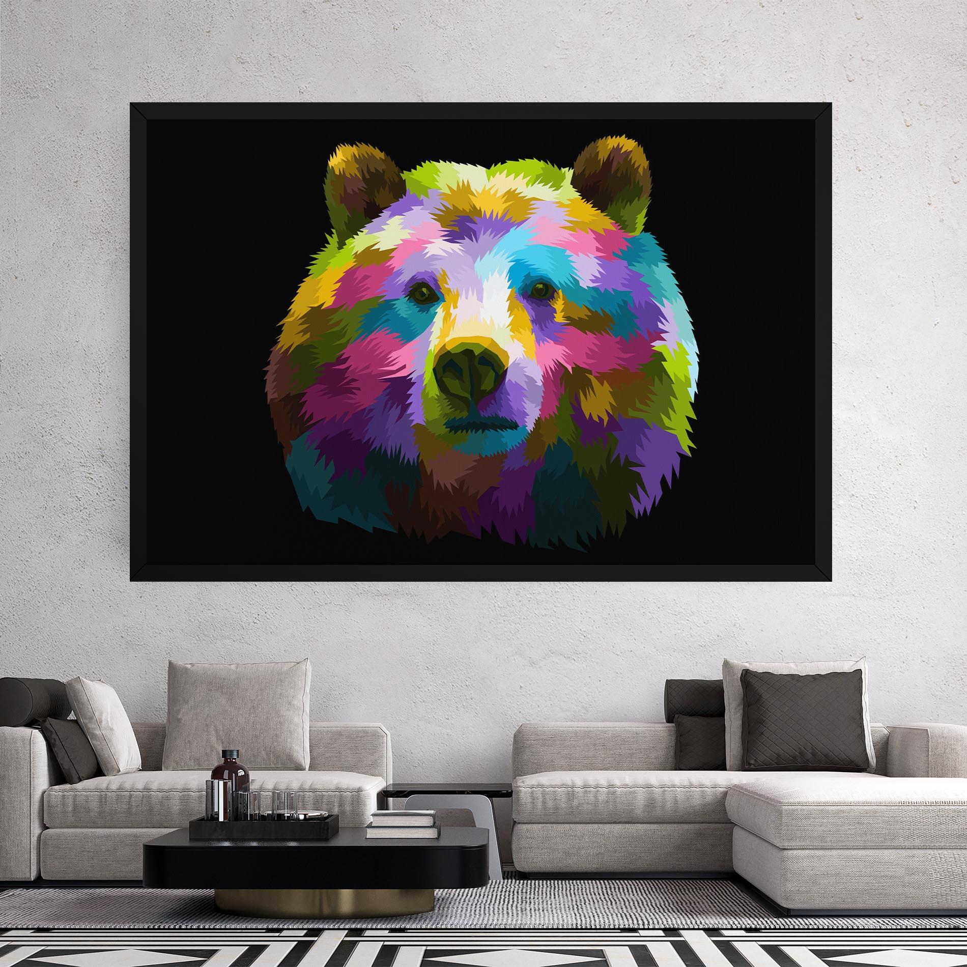 Картина на платно Colorful Bear Head mockup 2