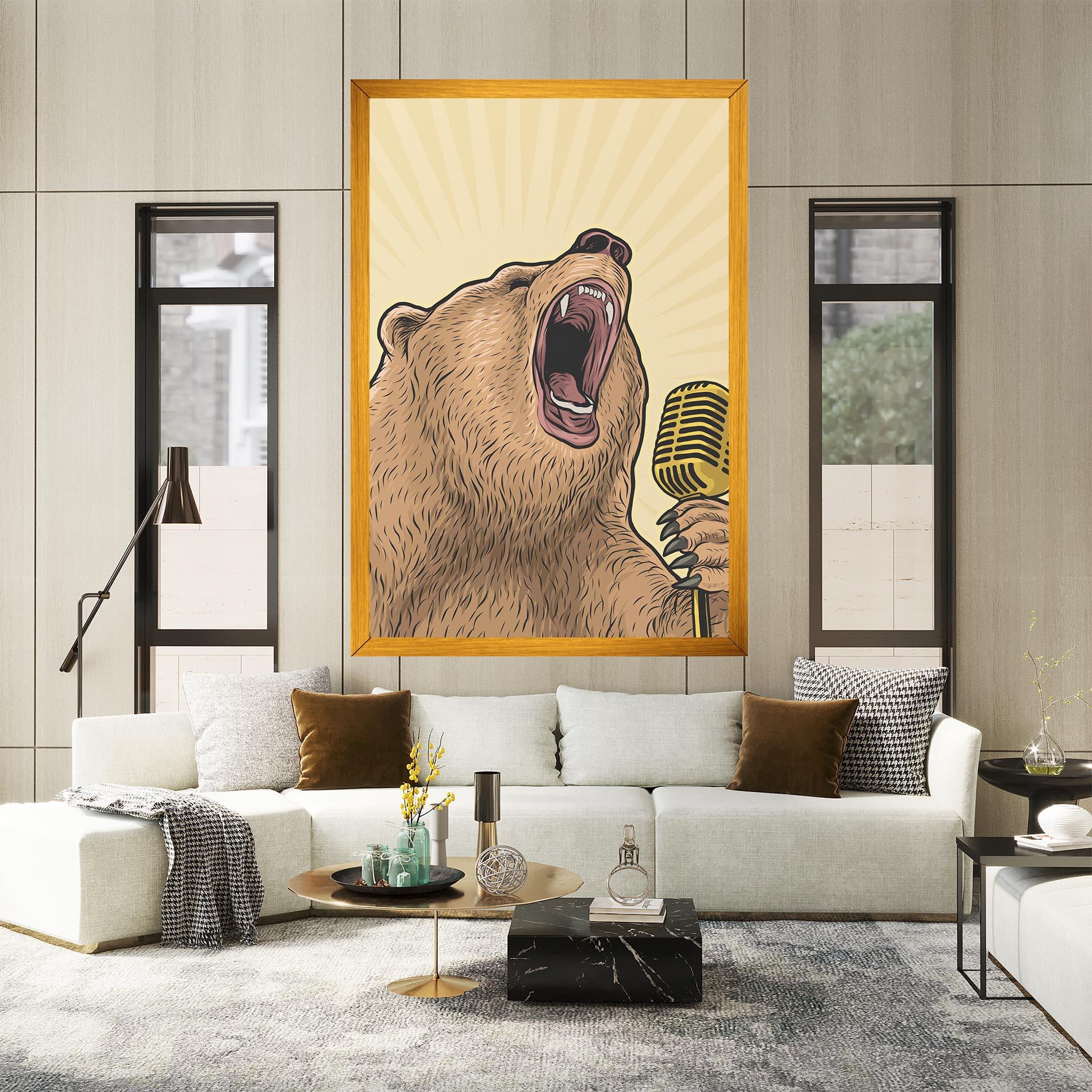 Картина на платно Bear Singing mockup 2