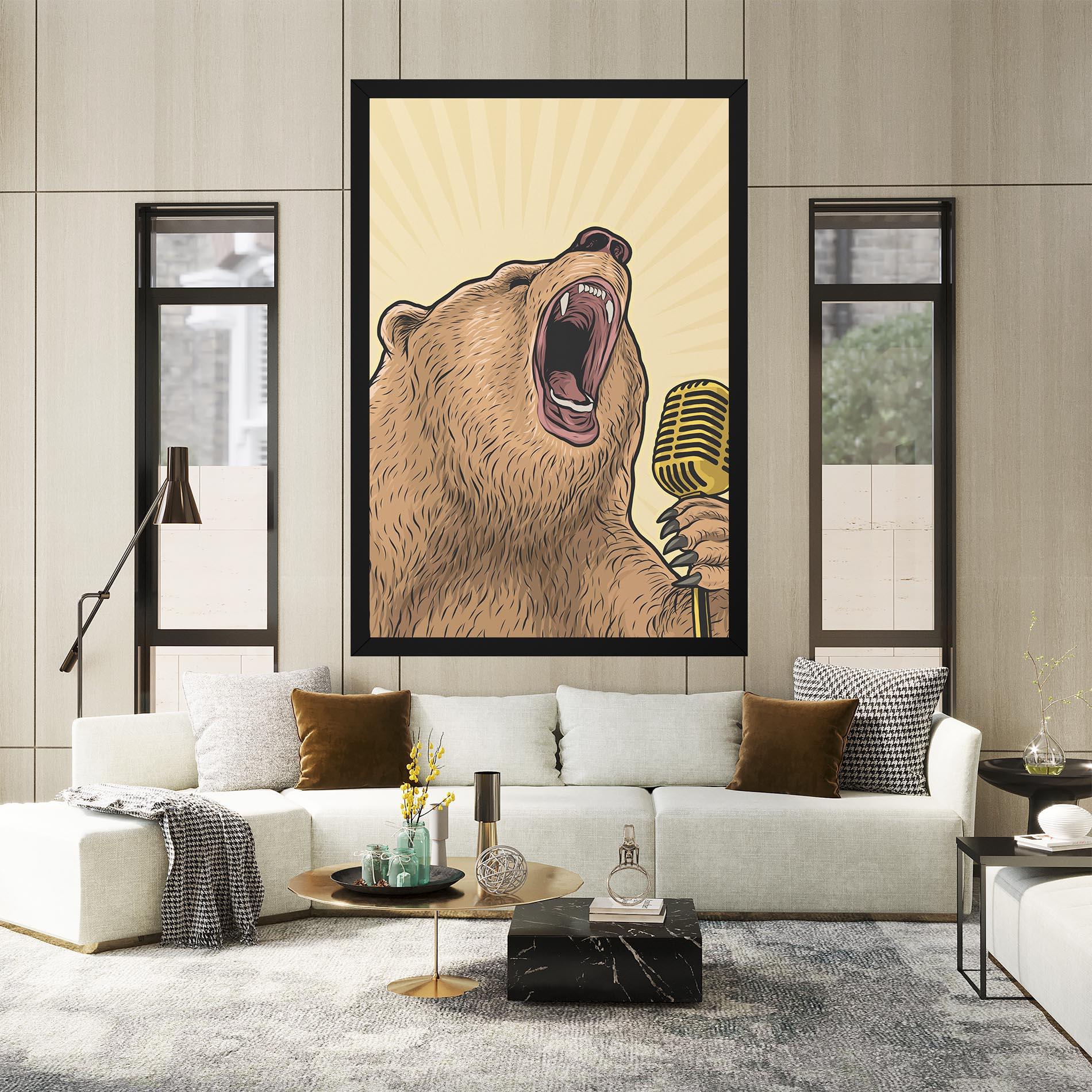 Картина на платно Bear Singing mockup 2