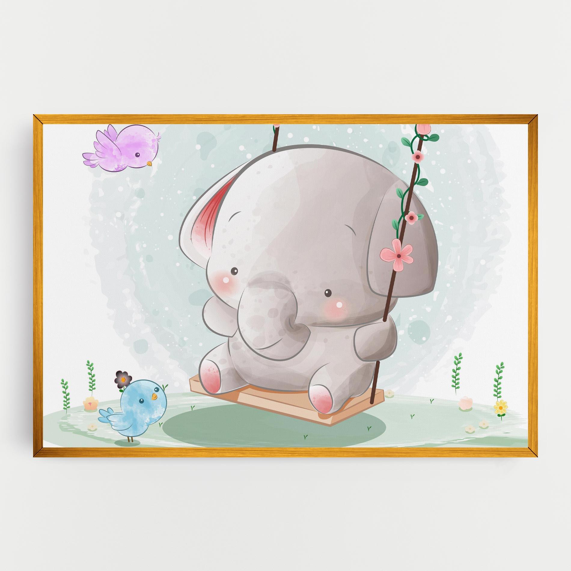 Картина на платно Bird Baby Elephant mockup 0