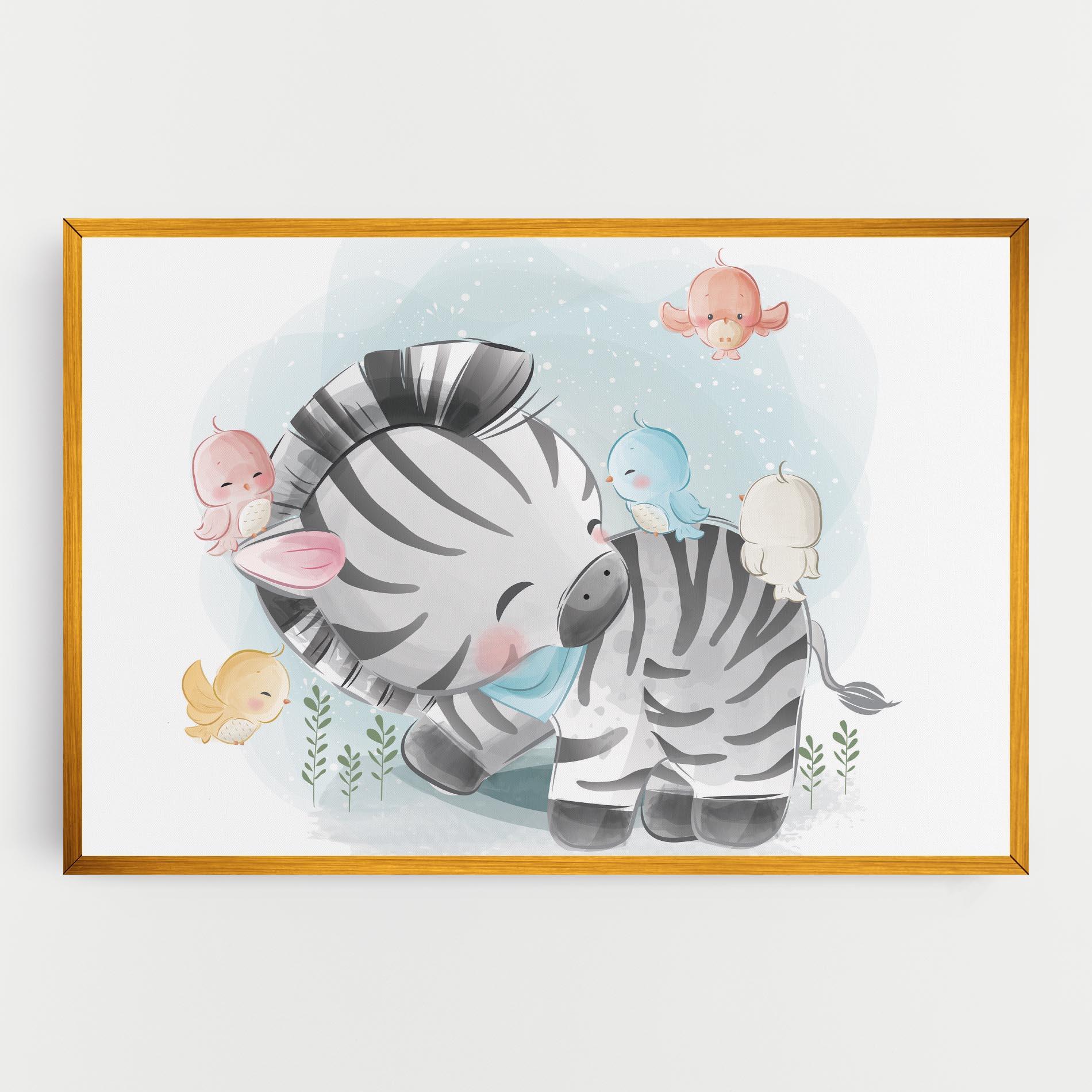 Картина на платно Zebra With Birds mockup 0