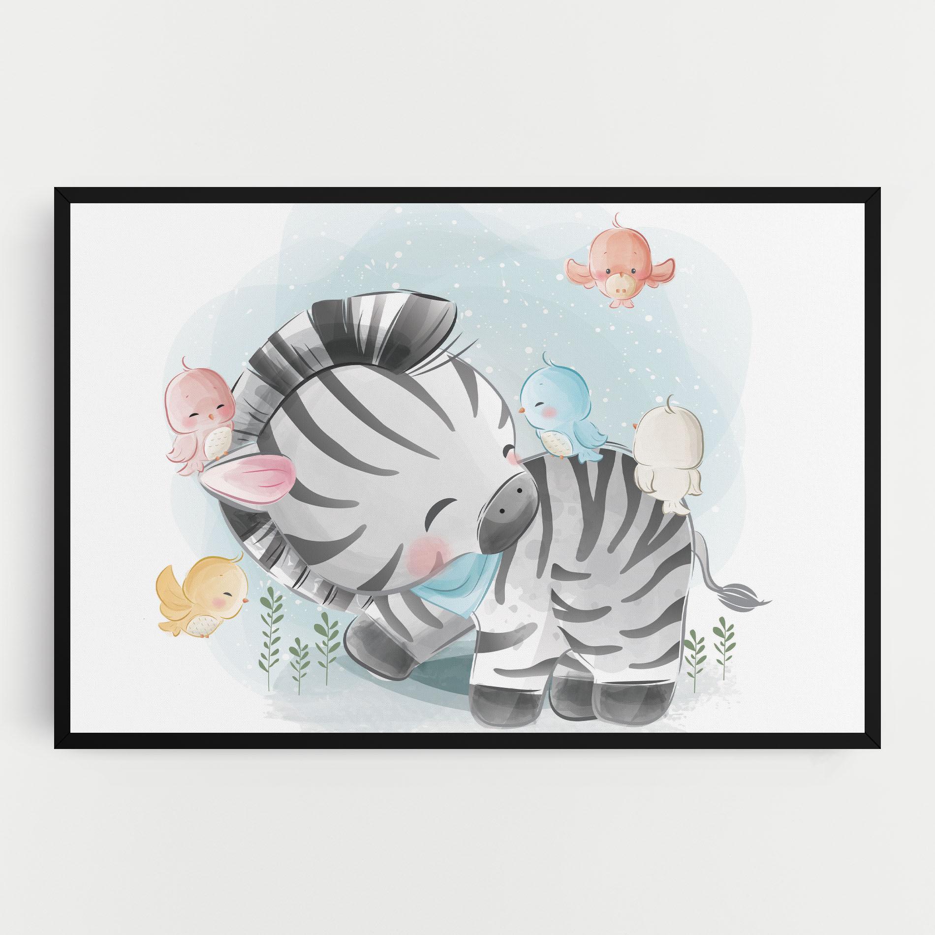 Картина на платно Zebra With Birds mockup 0
