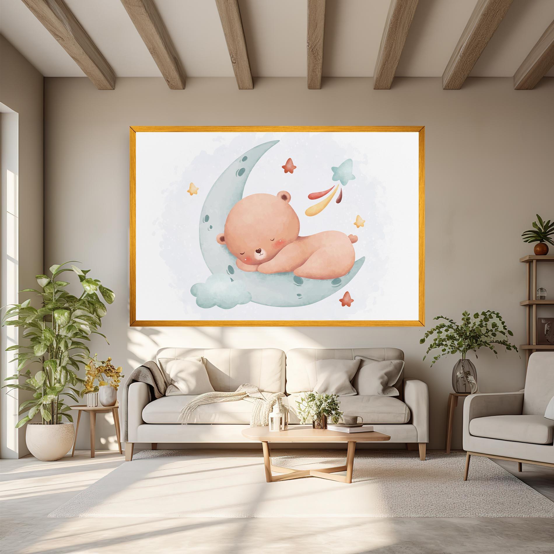 Картина на платно Blue Moon Bear mockup 6