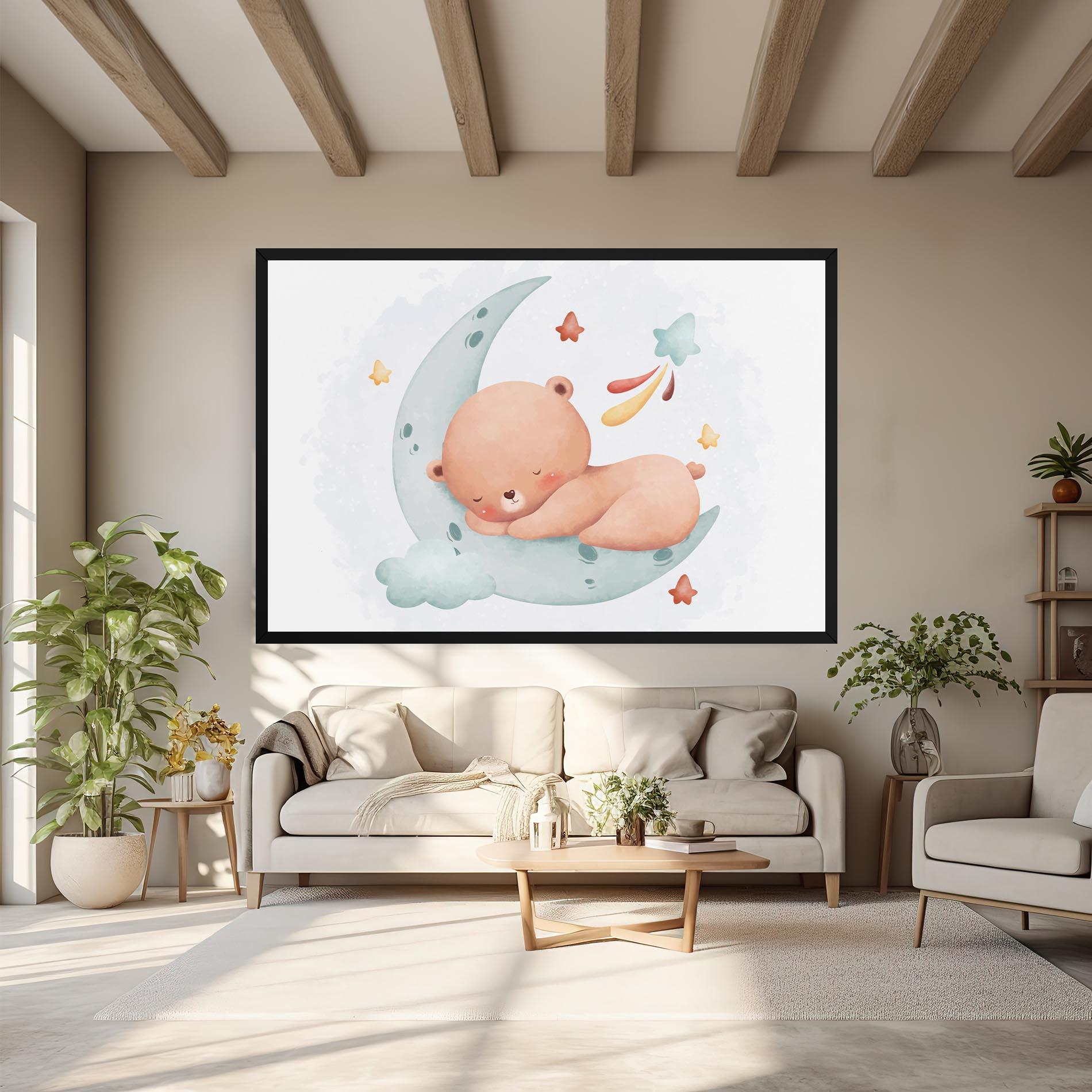 Картина на платно Blue Moon Bear mockup 6