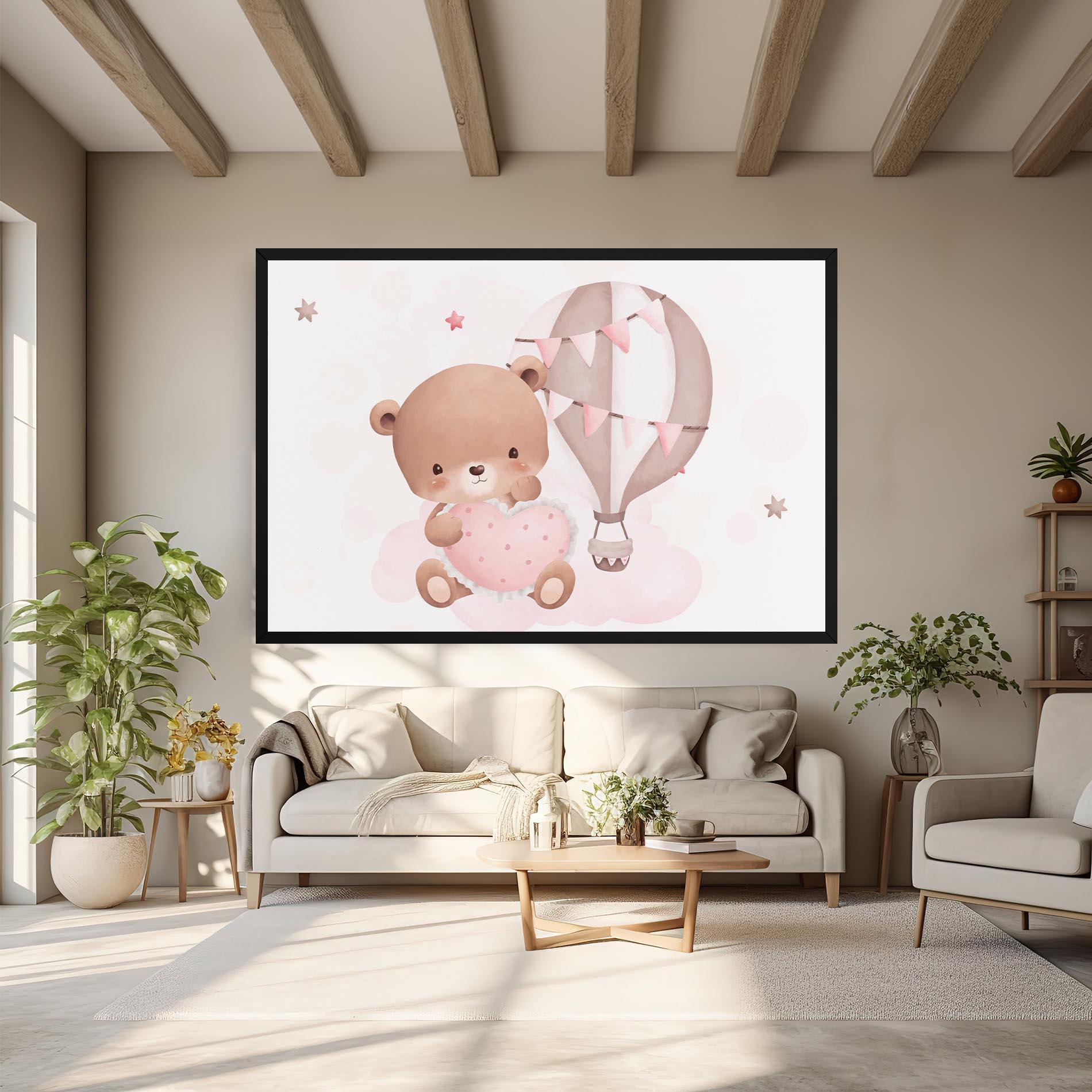 Картина на платно Pink Heart Bear mockup 6