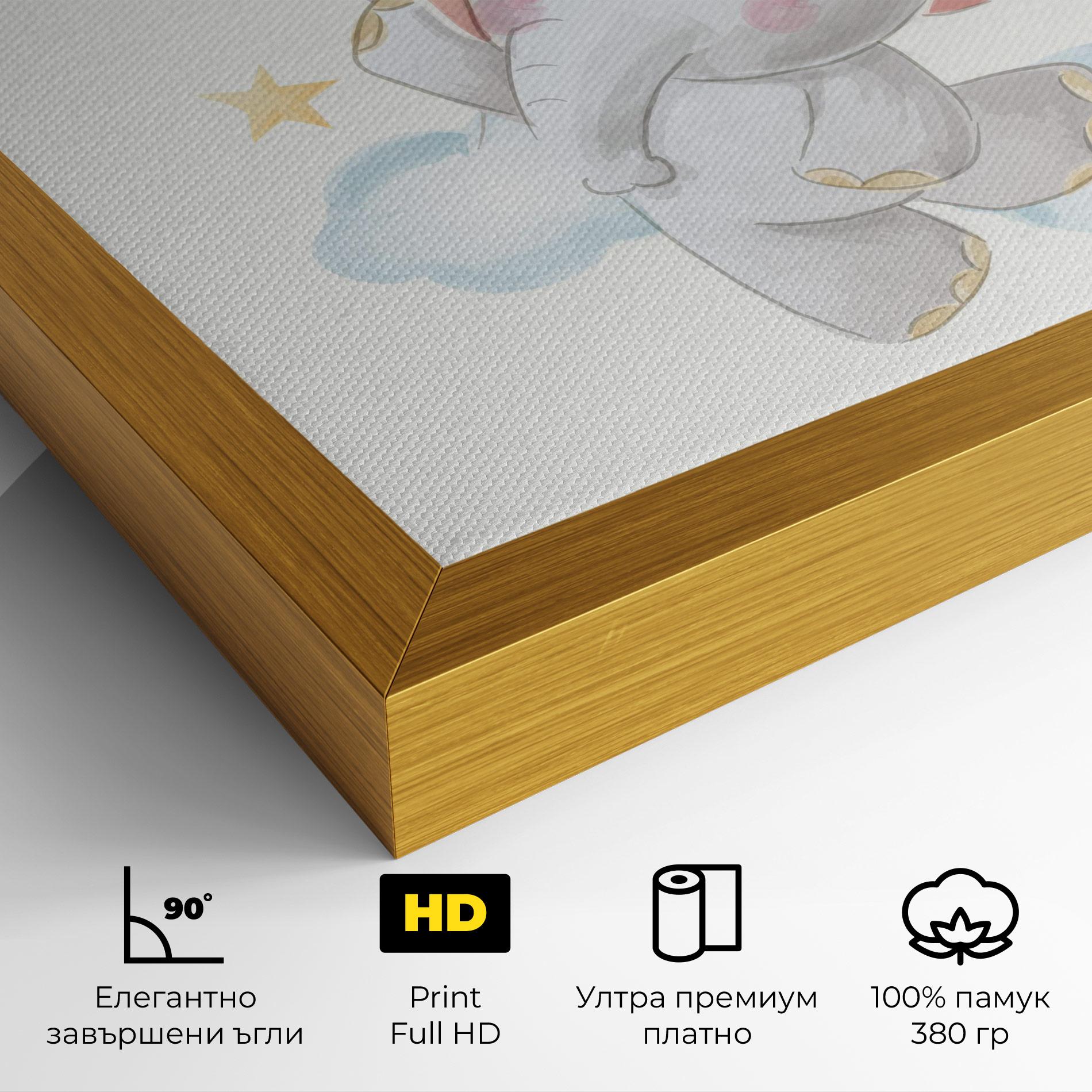 Картина на платно Elephant Flying mockup 4