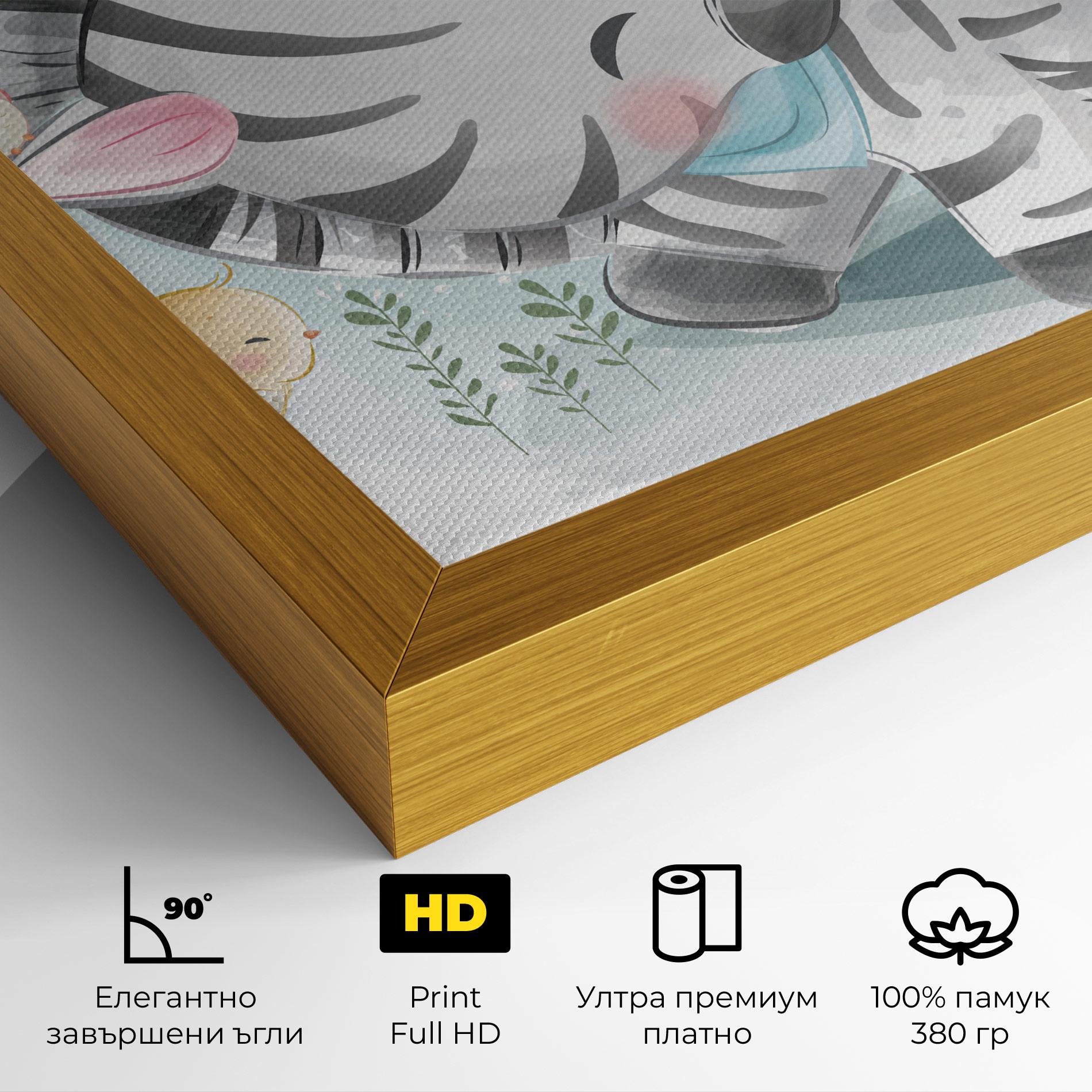 Картина на платно Zebra With Birds mockup 4