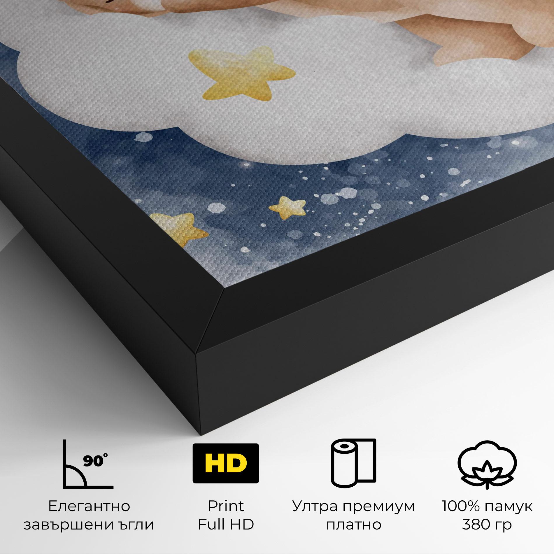Картина на платно Bear Cloud Sleep mockup 4