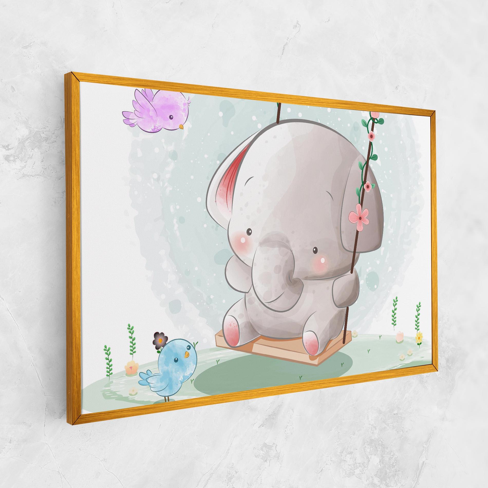 Картина на платно Bird Baby Elephant mockup 1