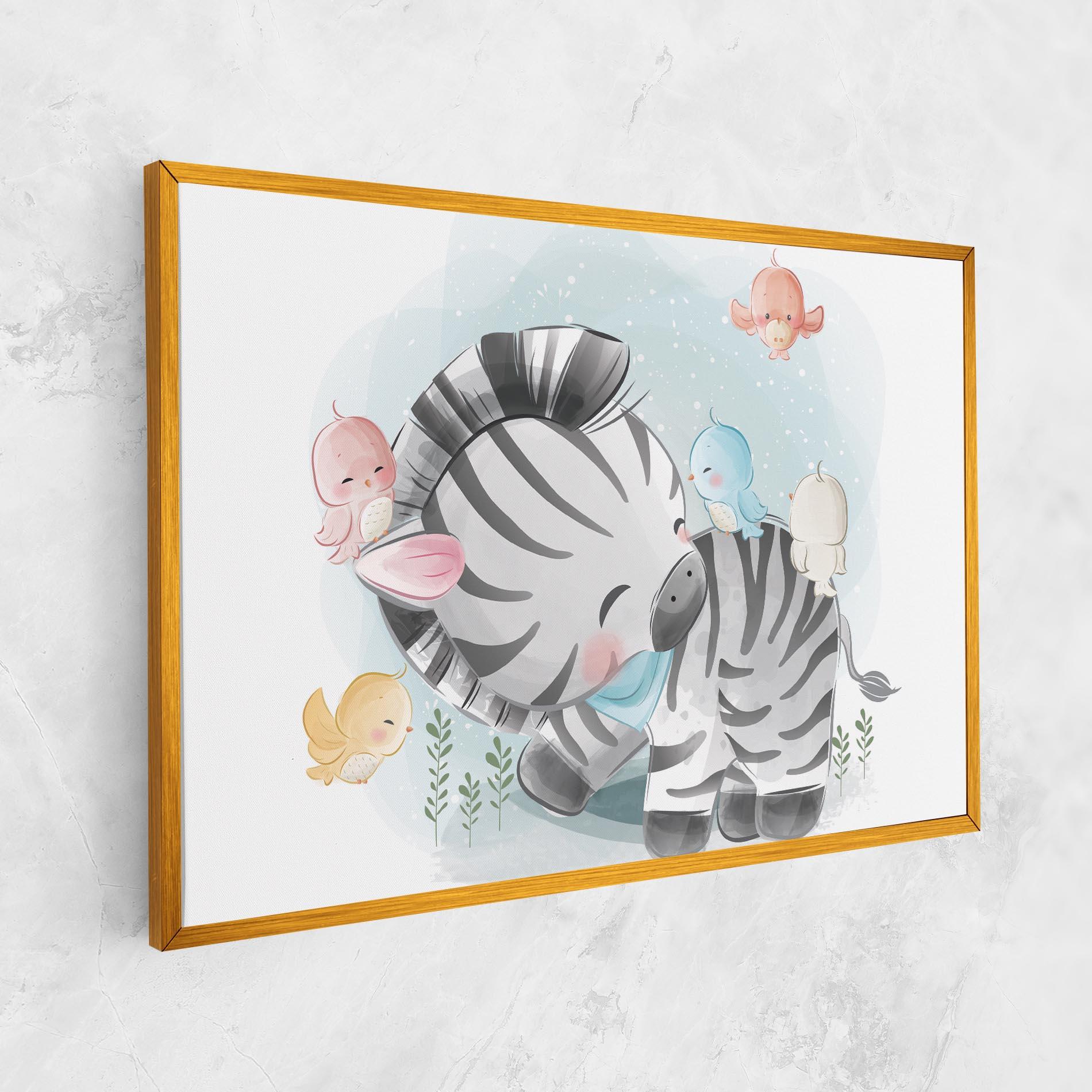 Картина на платно Zebra With Birds mockup 1