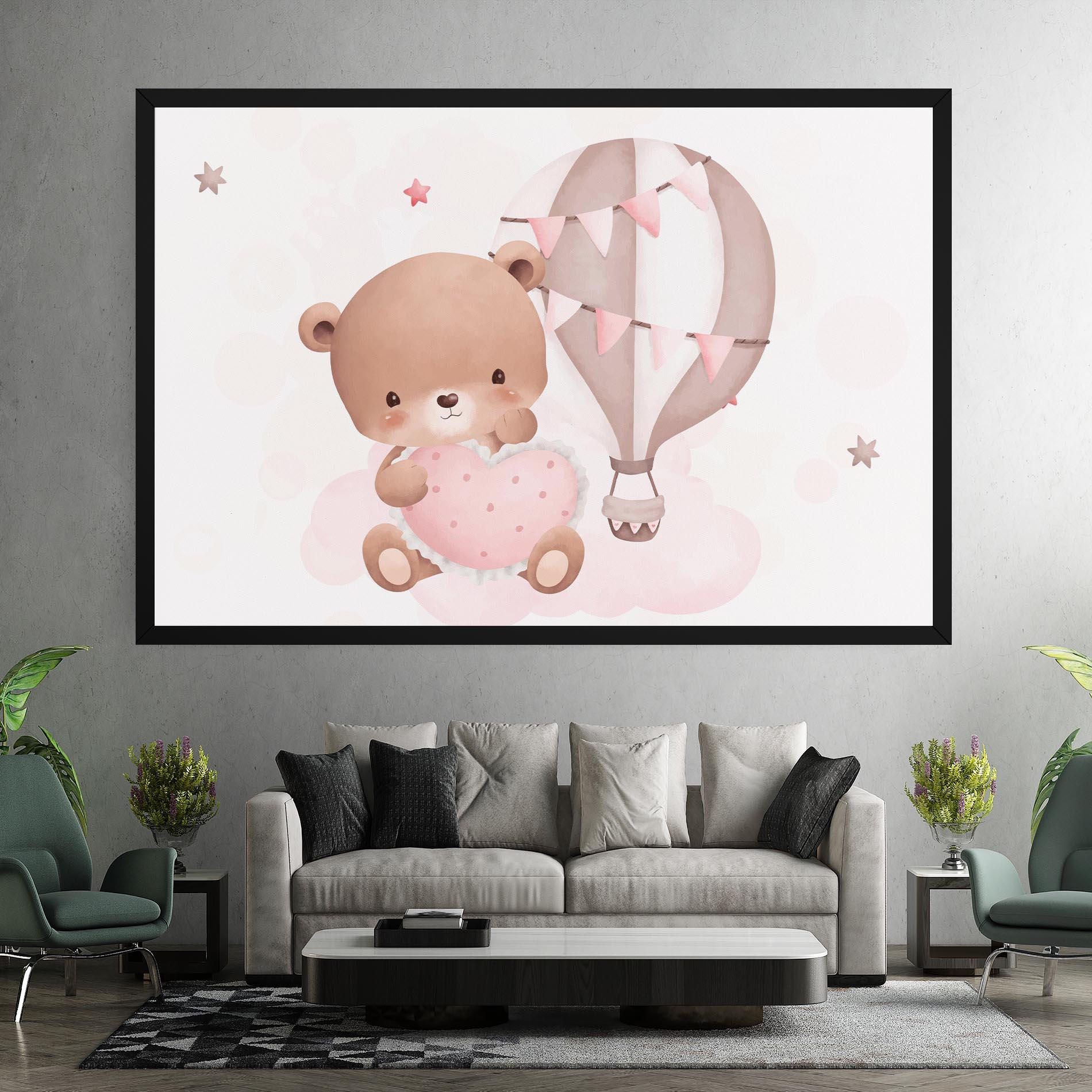 Картина на платно Pink Heart Bear mockup 7