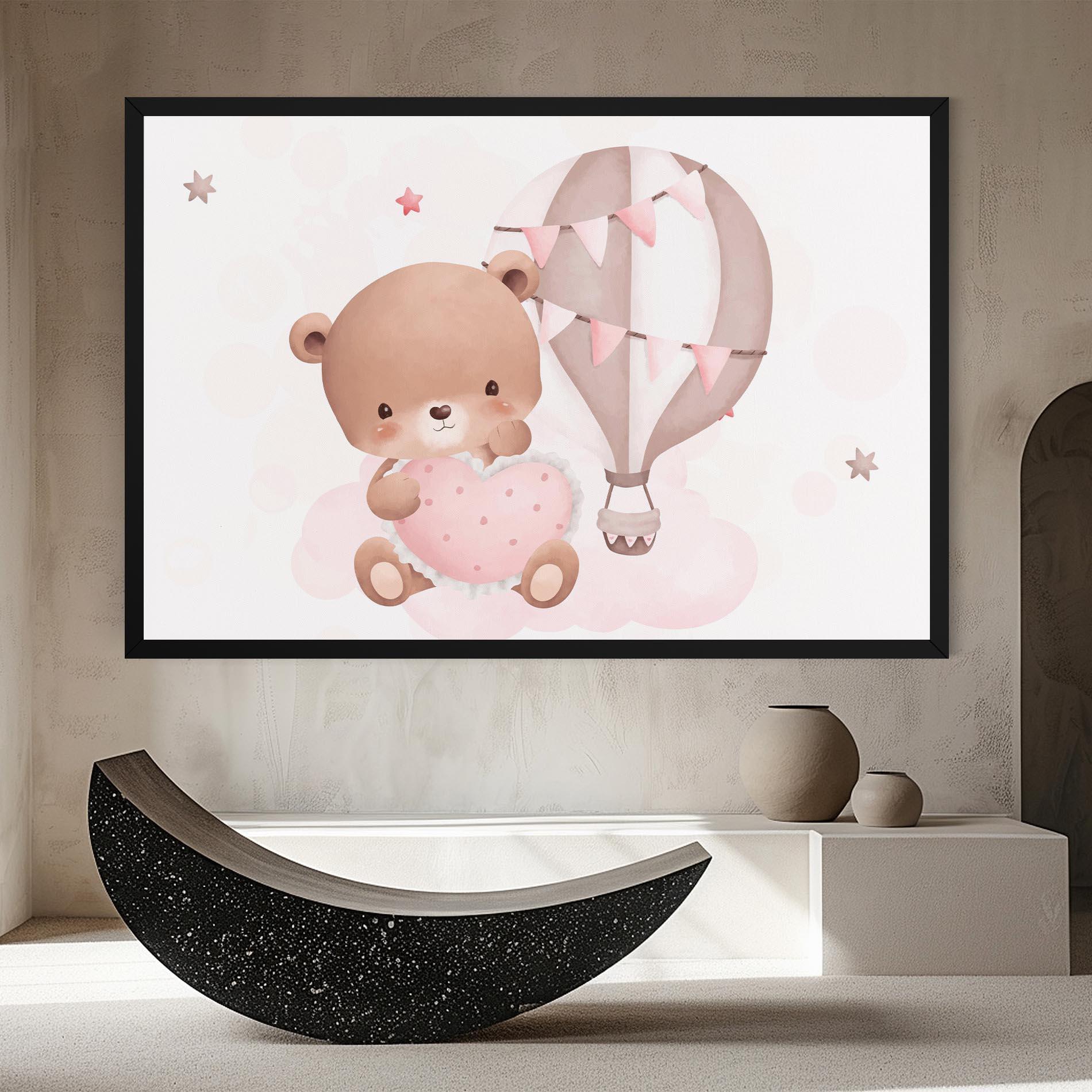 Картина на платно Pink Heart Bear mockup 8