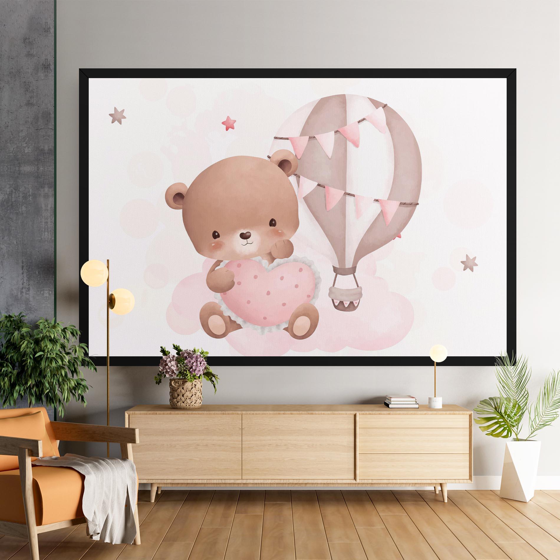 Картина на платно Pink Heart Bear mockup 9