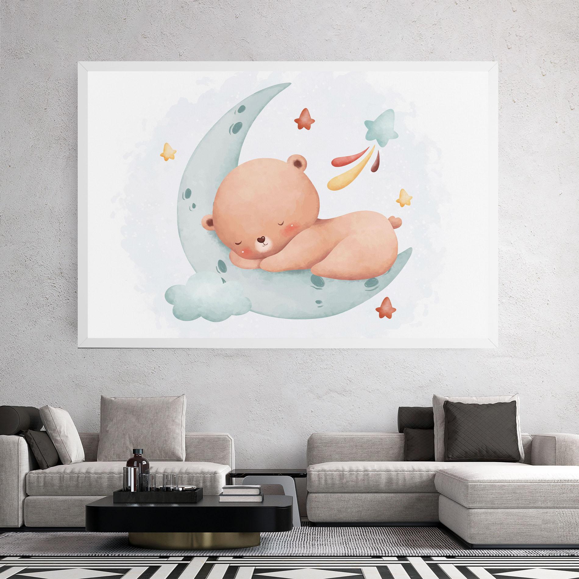 Картина на платно Blue Moon Bear mockup 2