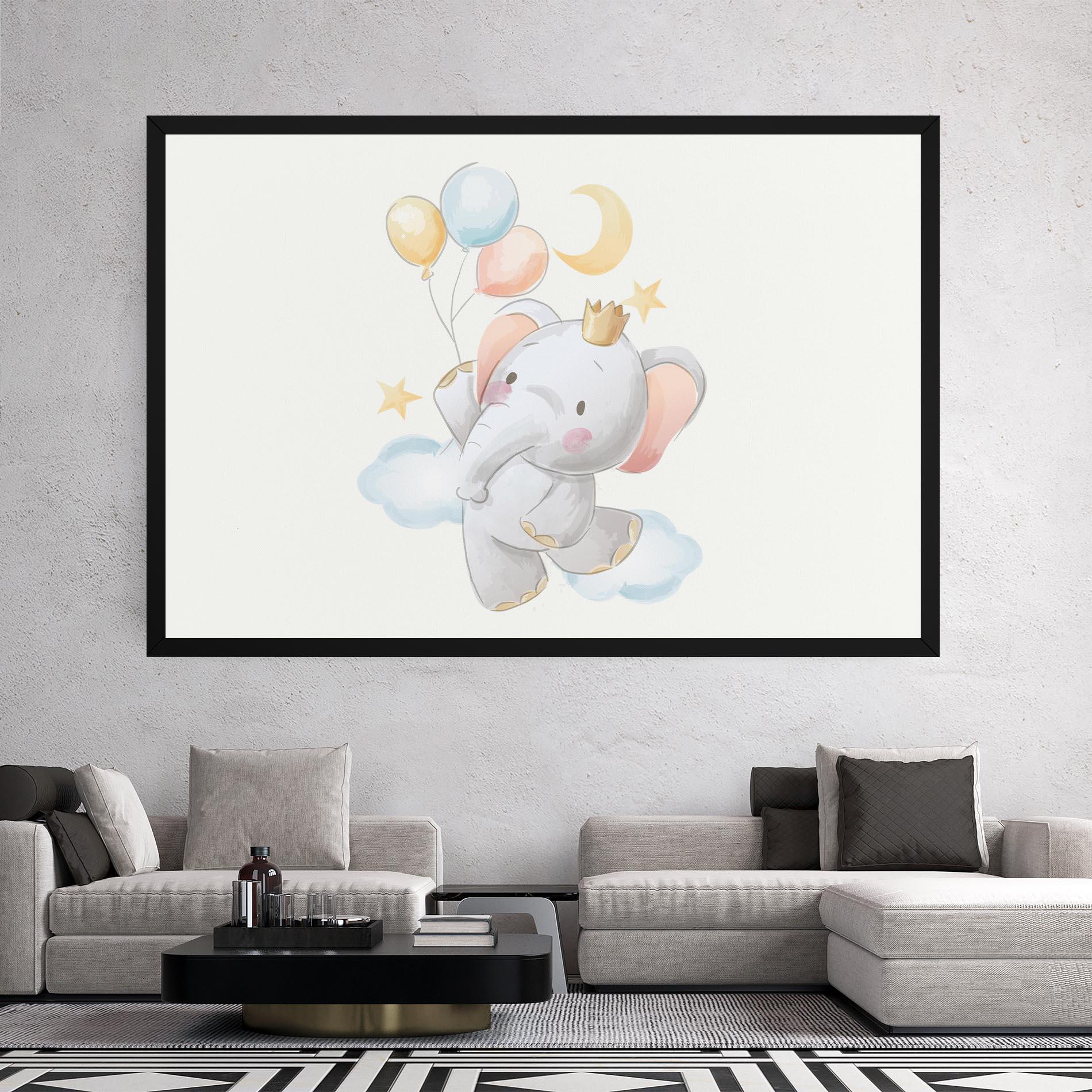 Картина на платно Elephant Flying mockup 2