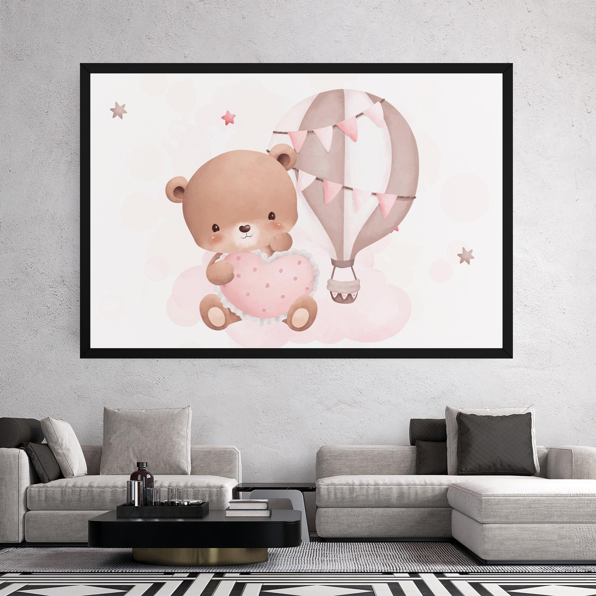 Картина на платно Pink Heart Bear mockup 2