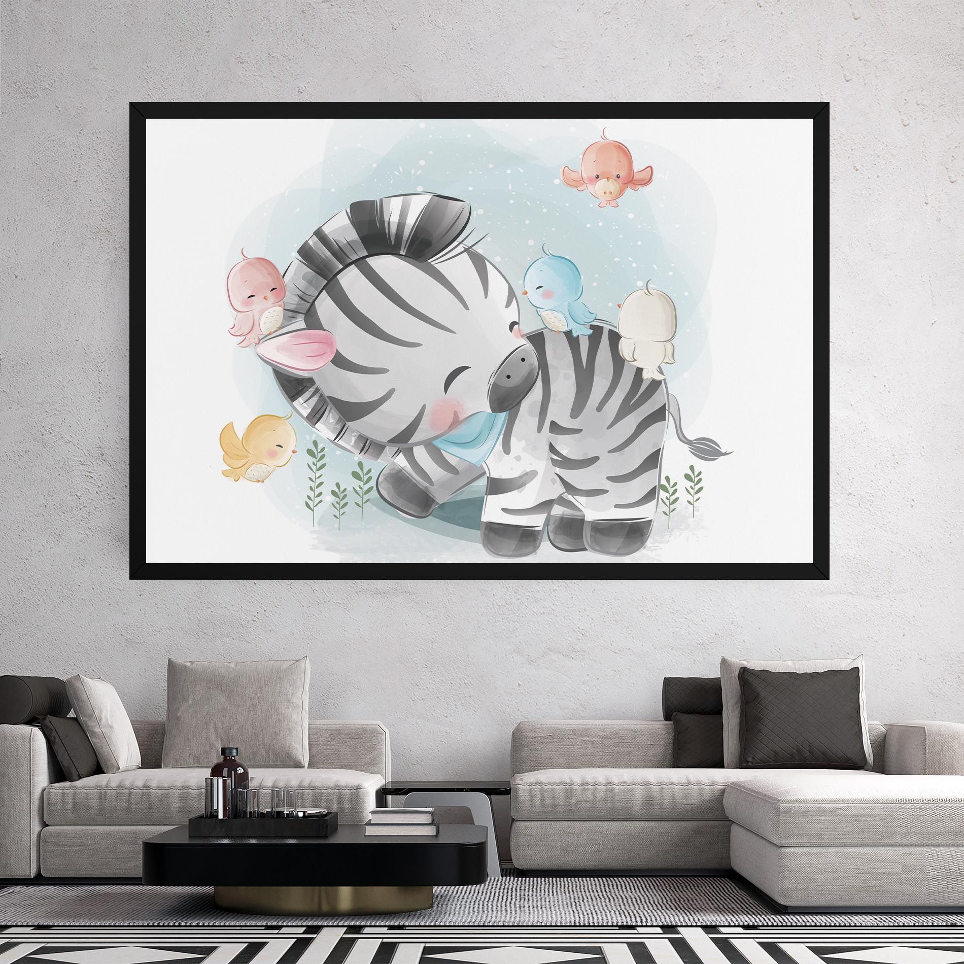 Zebra With Birds mockup 2
