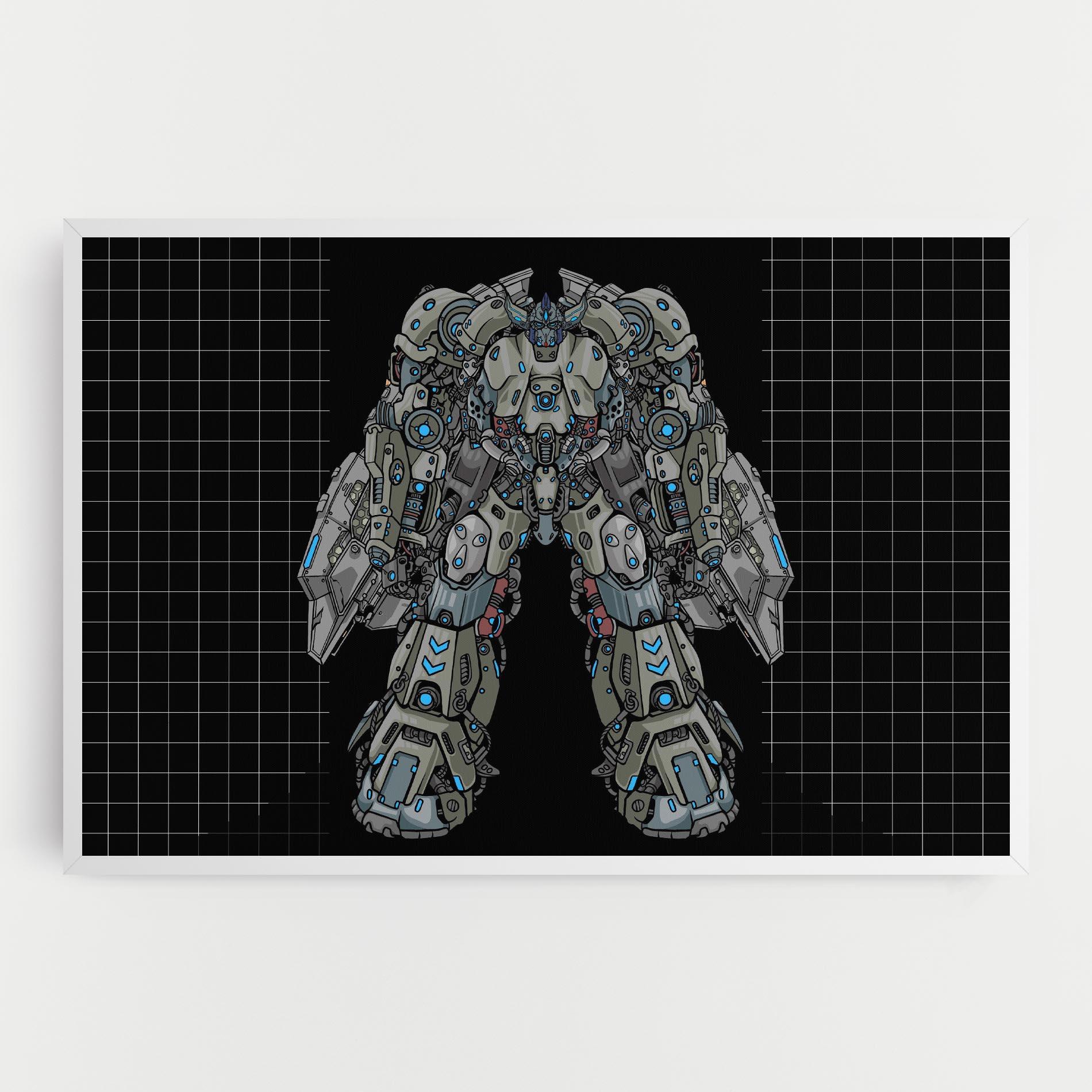Картина на платно Grey Blue Robot mockup 0