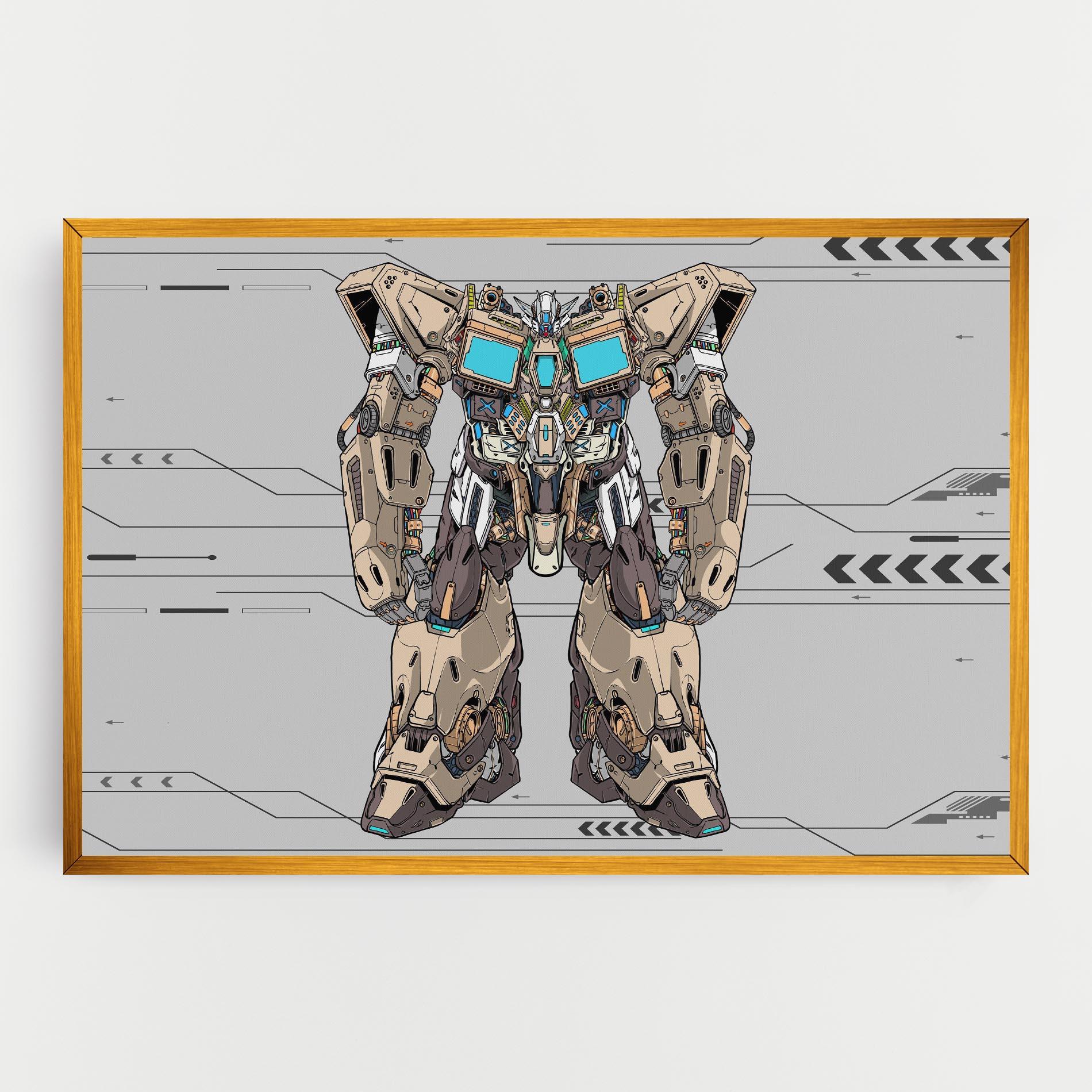 Картина на платно Cream Blue Robot mockup 0