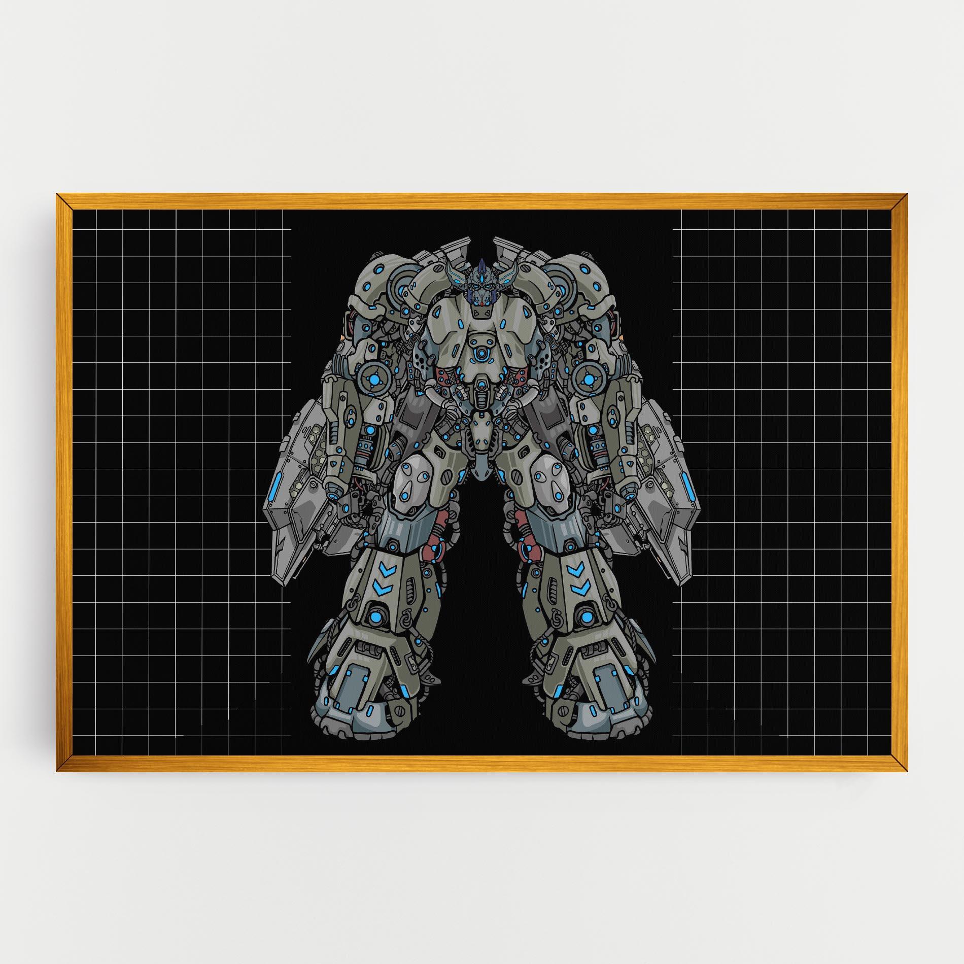 Картина на платно Grey Blue Robot mockup 0