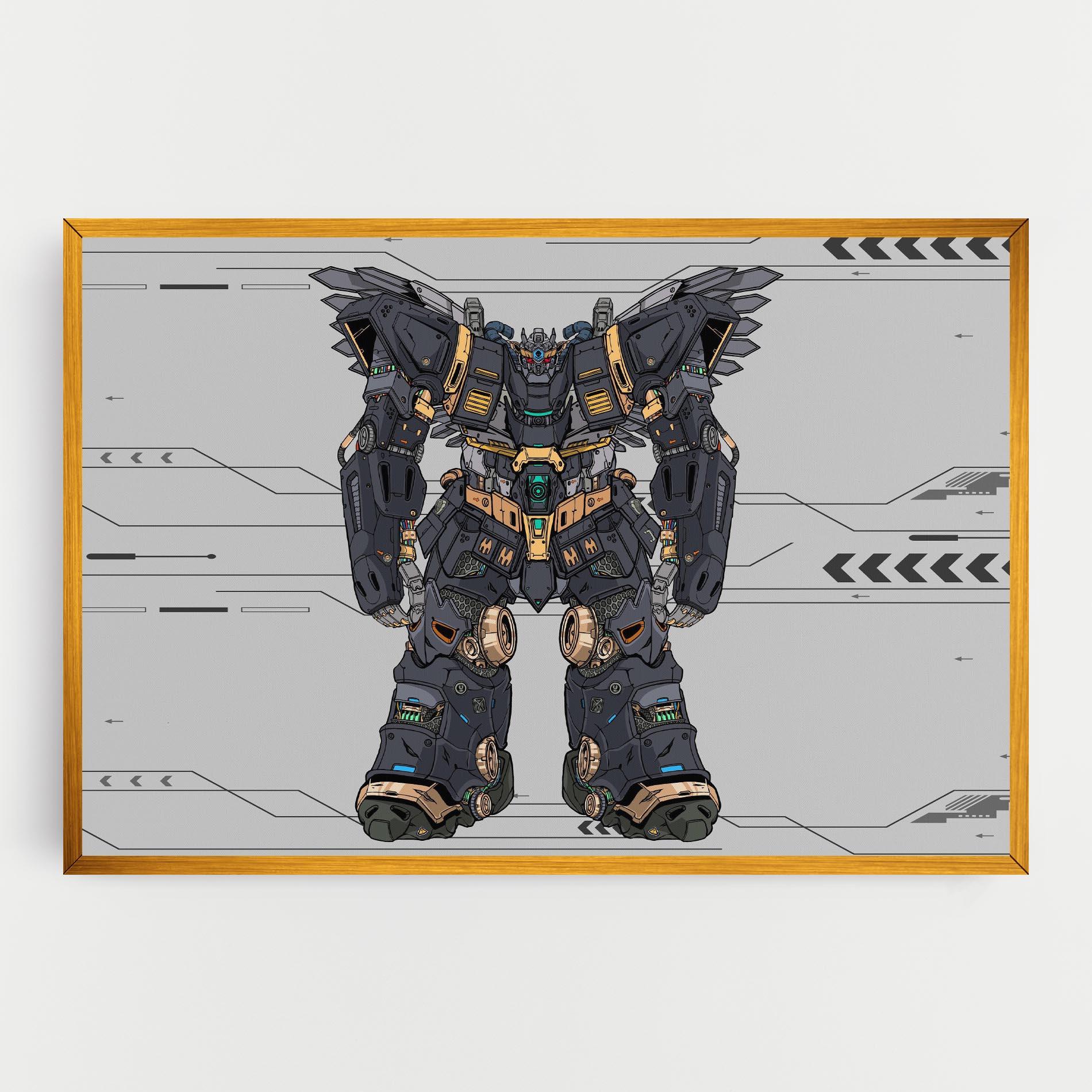 Картина на платно Grey Yelloy Robot mockup 0