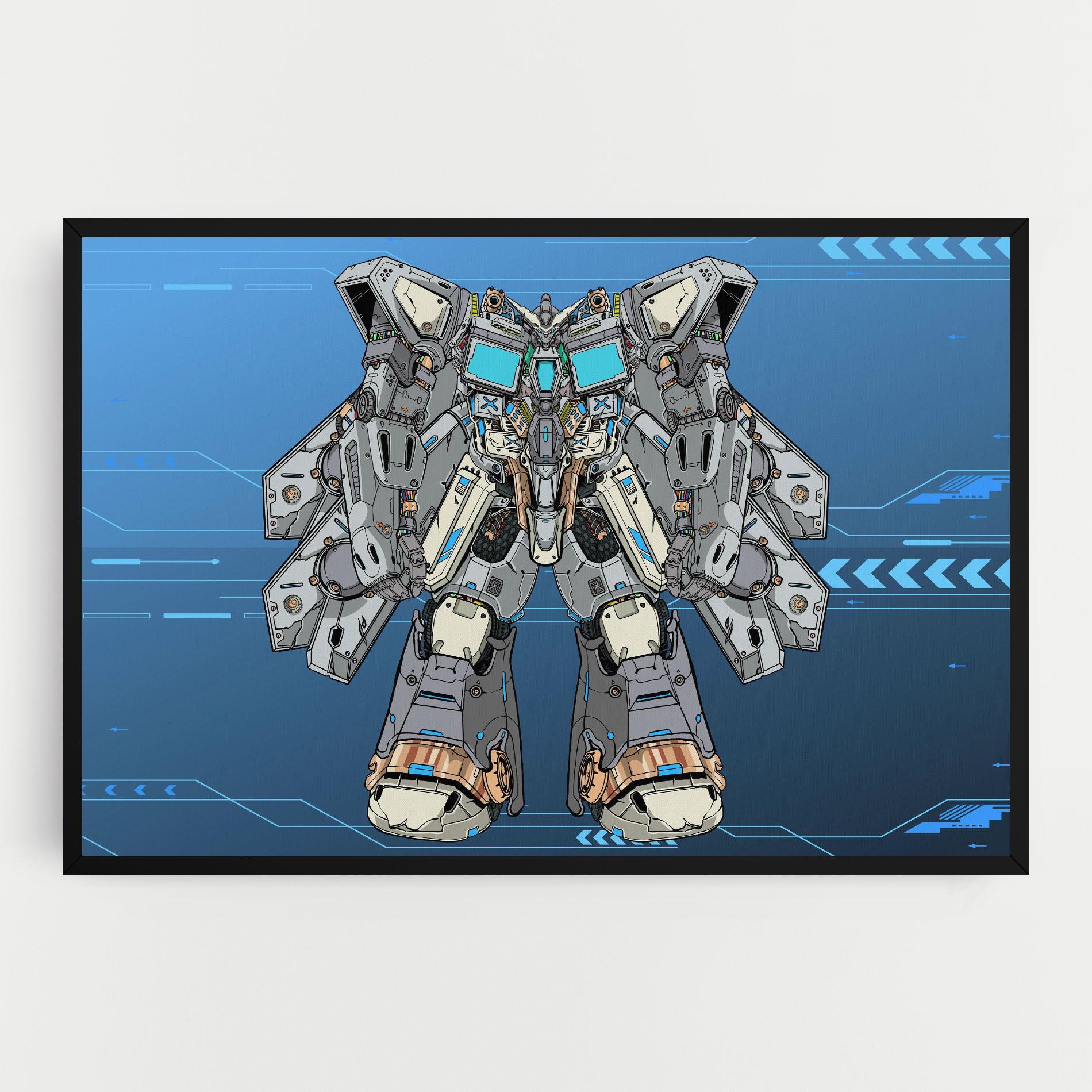 Картина на платно Blue Grey Robot mockup 0