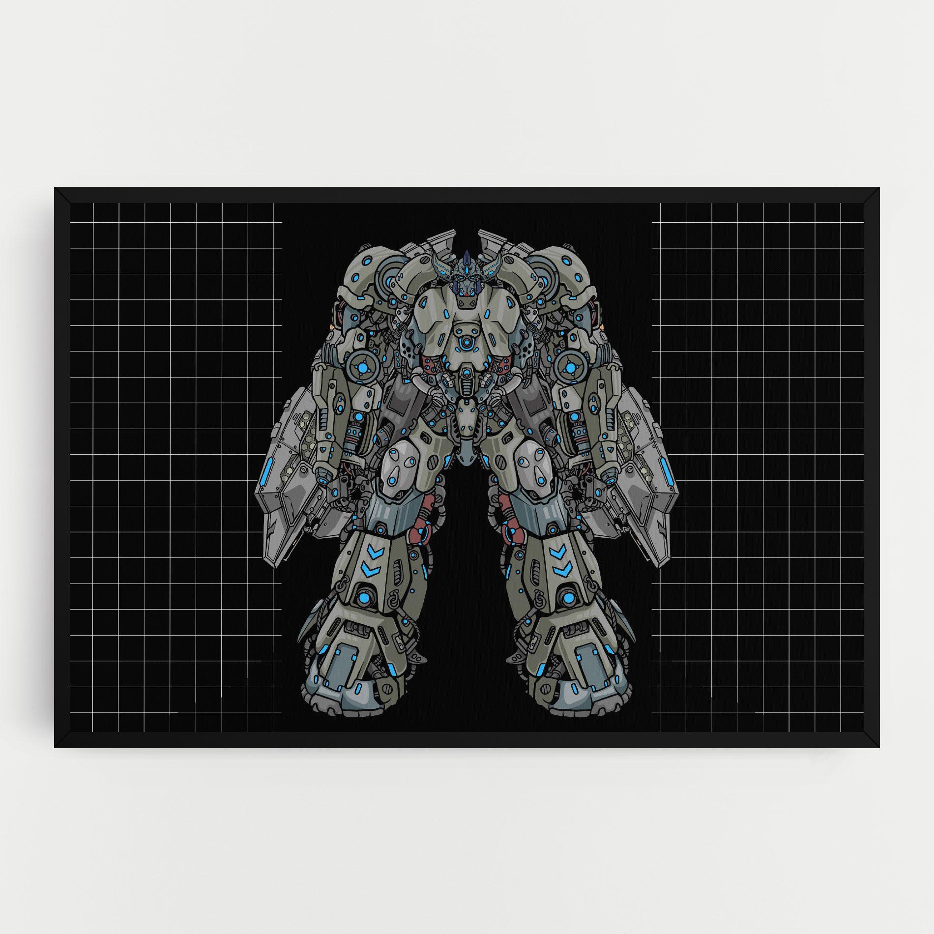 Картина на платно Grey Blue Robot mockup 0