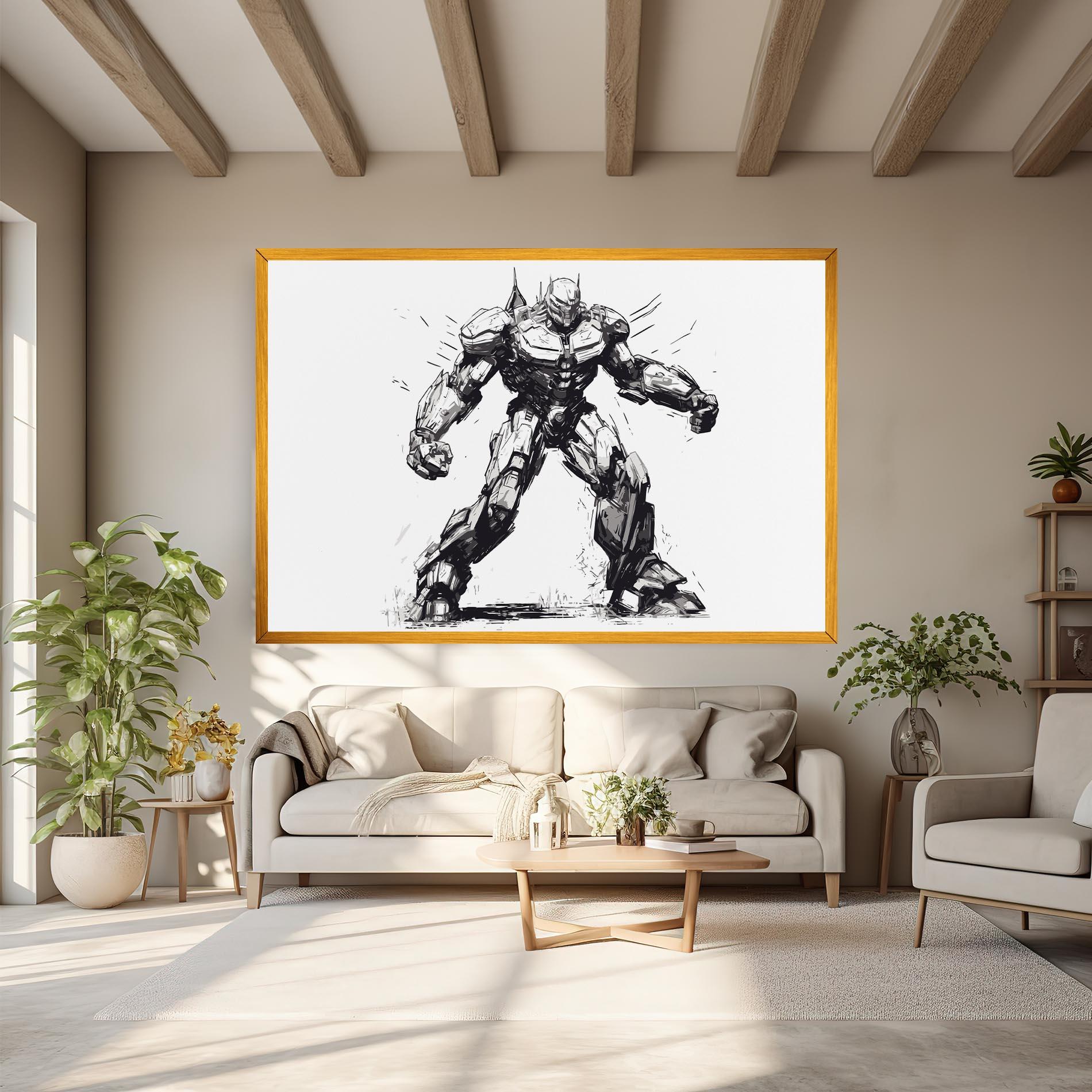 Картина на платно Grey White Robot mockup 6