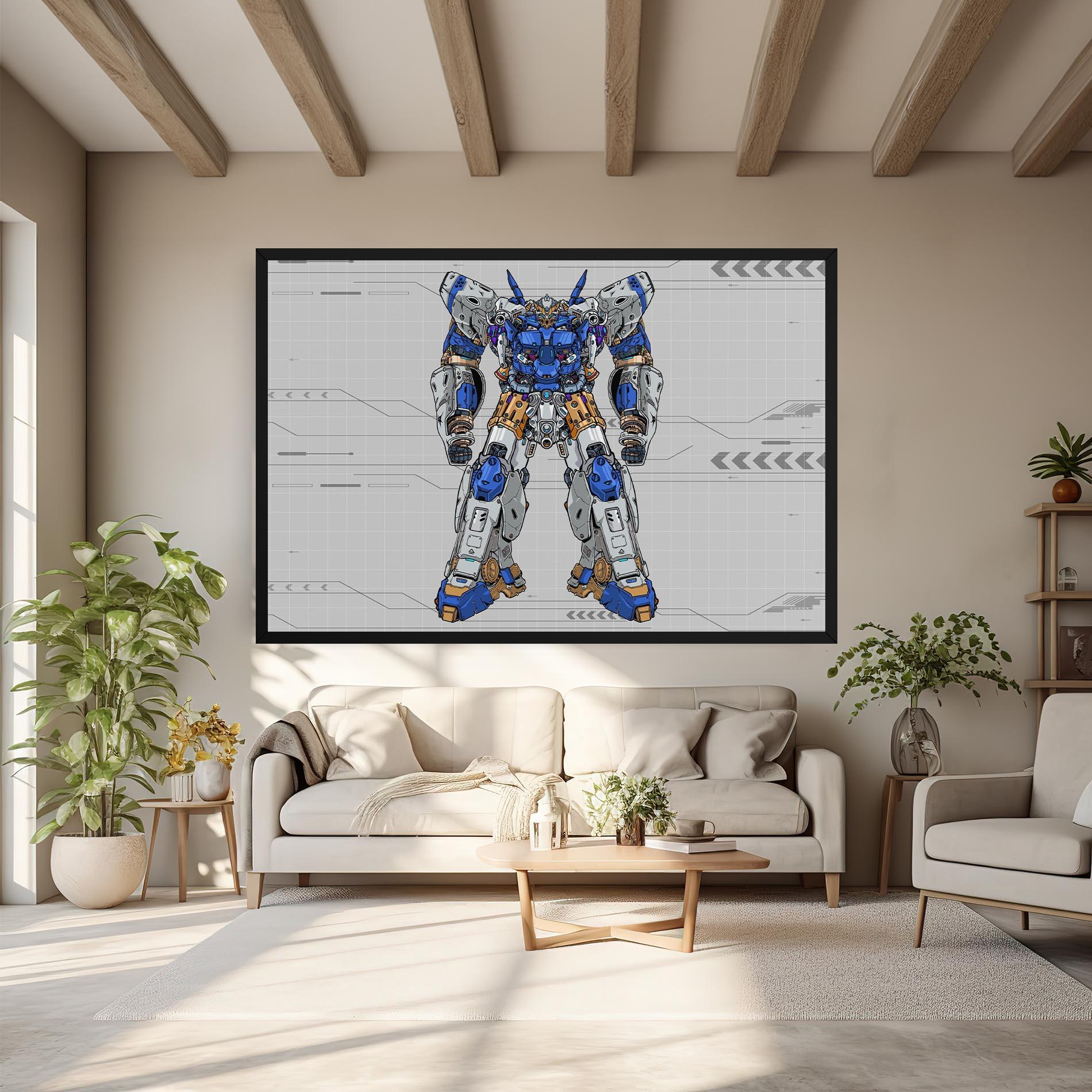 Картина на платно Blue Yellow Robot mockup 6