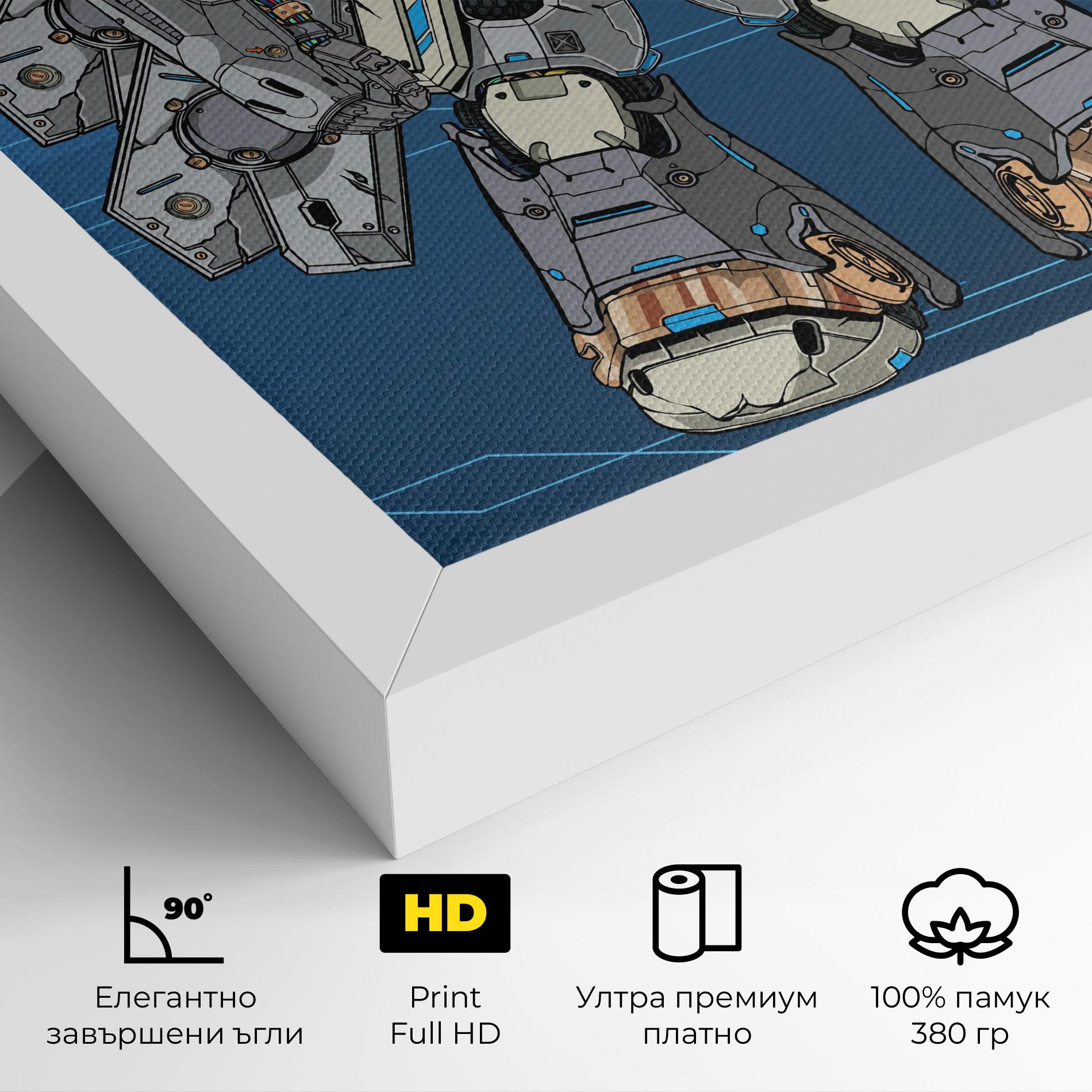 Картина на платно Blue Grey Robot mockup 4