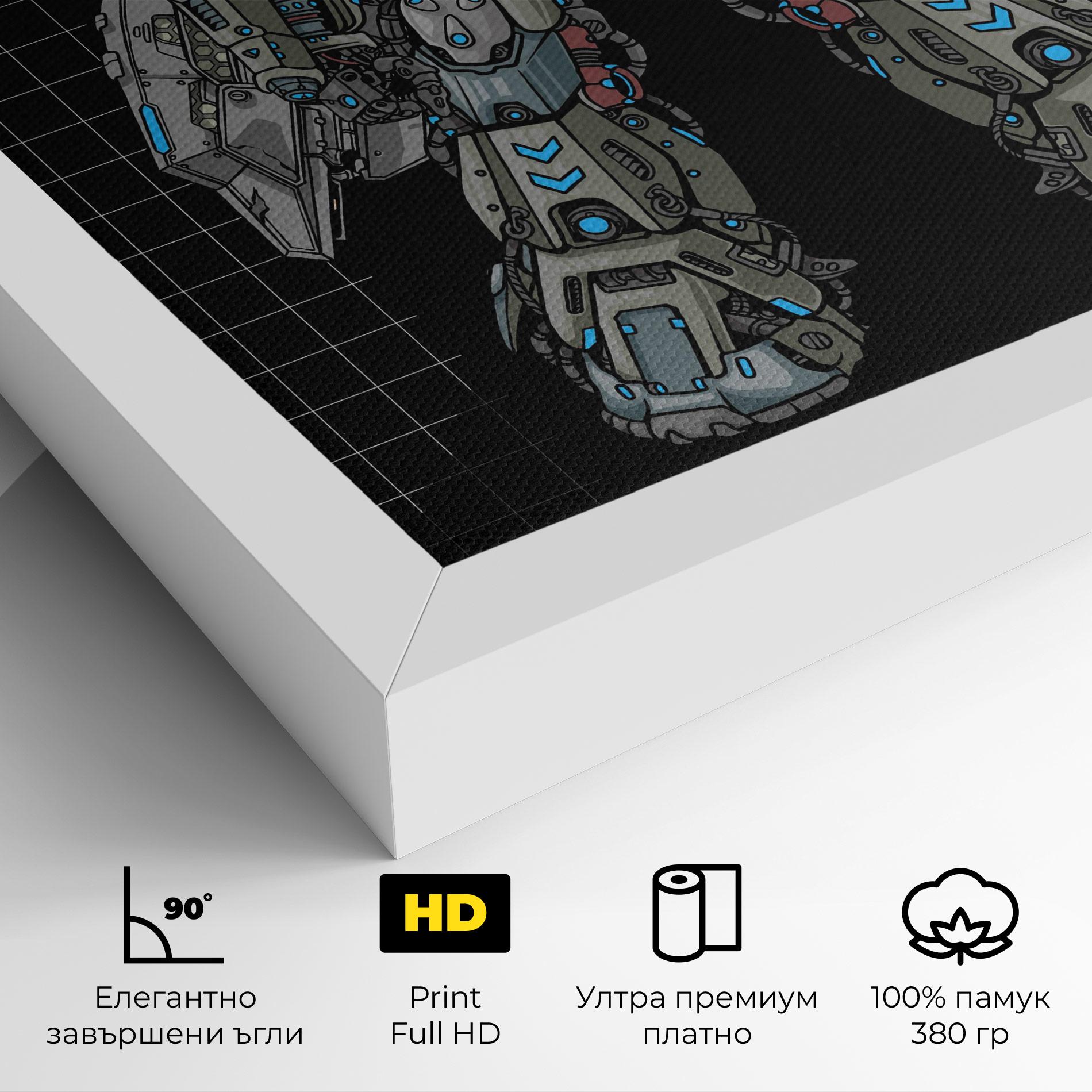 Картина на платно Grey Blue Robot mockup 4