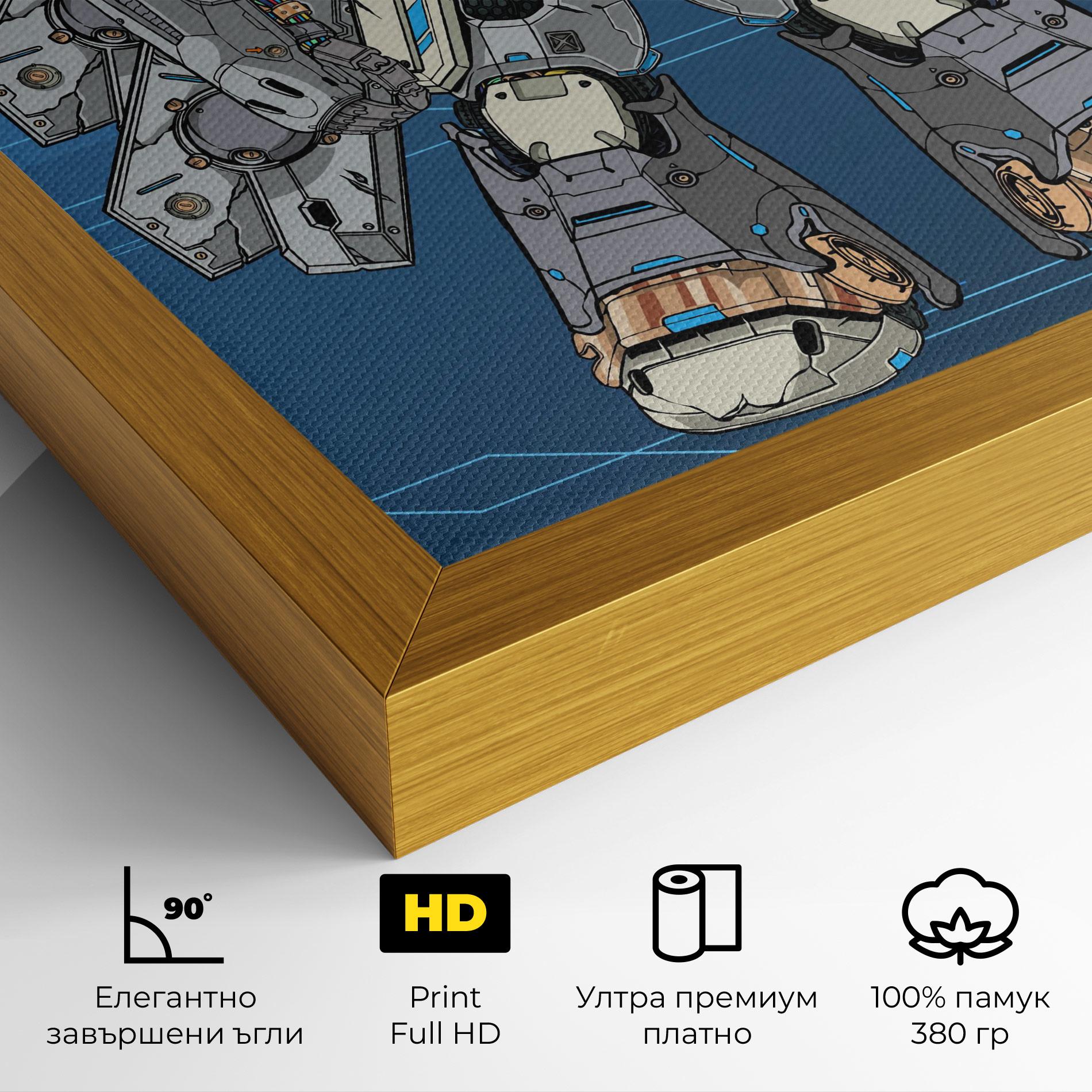 Картина на платно Blue Grey Robot mockup 4