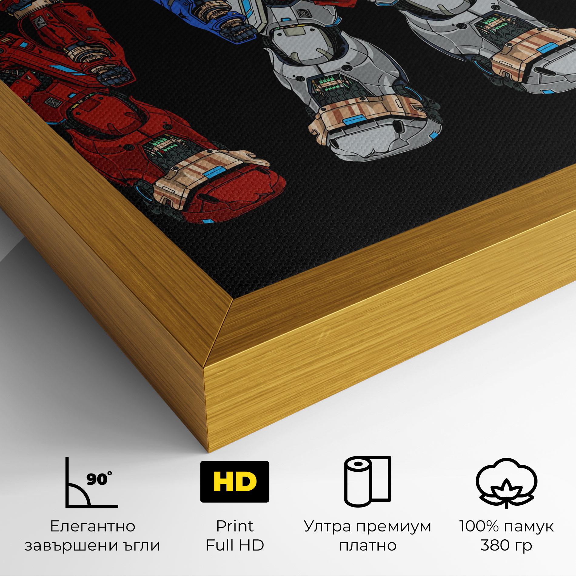 Картина на платно Blue Red Robots mockup 4