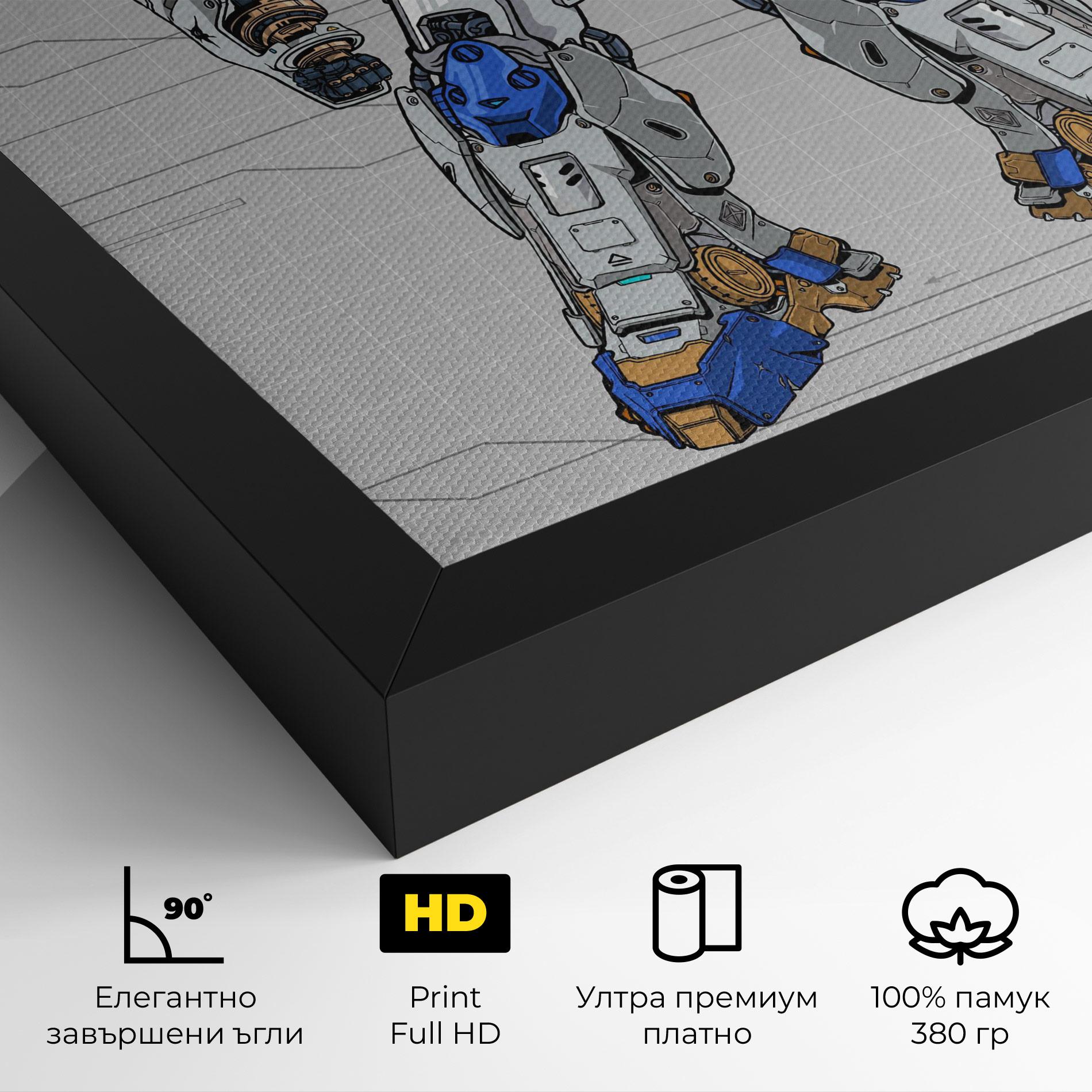 Картина на платно Blue Yellow Robot mockup 4