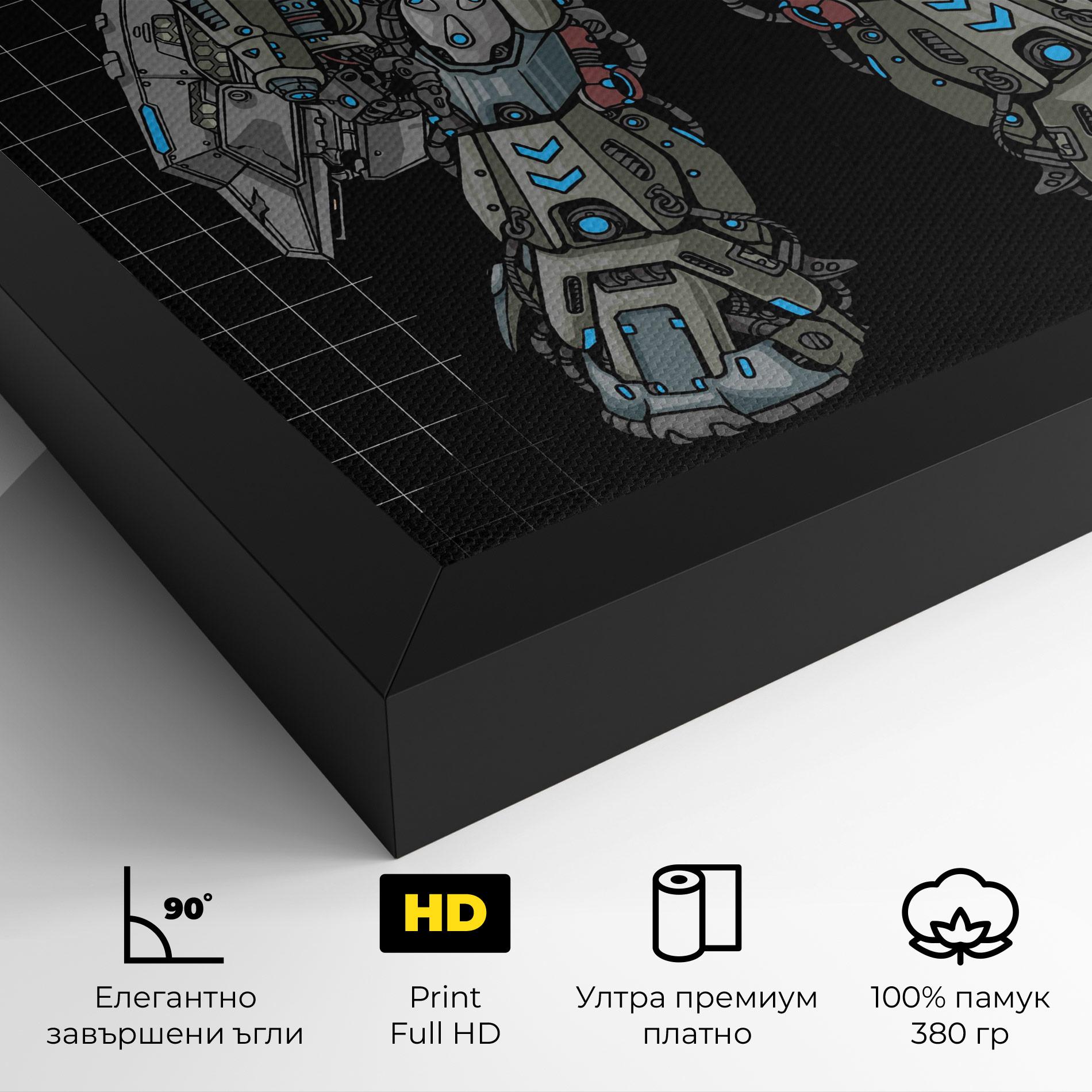 Картина на платно Grey Blue Robot mockup 4