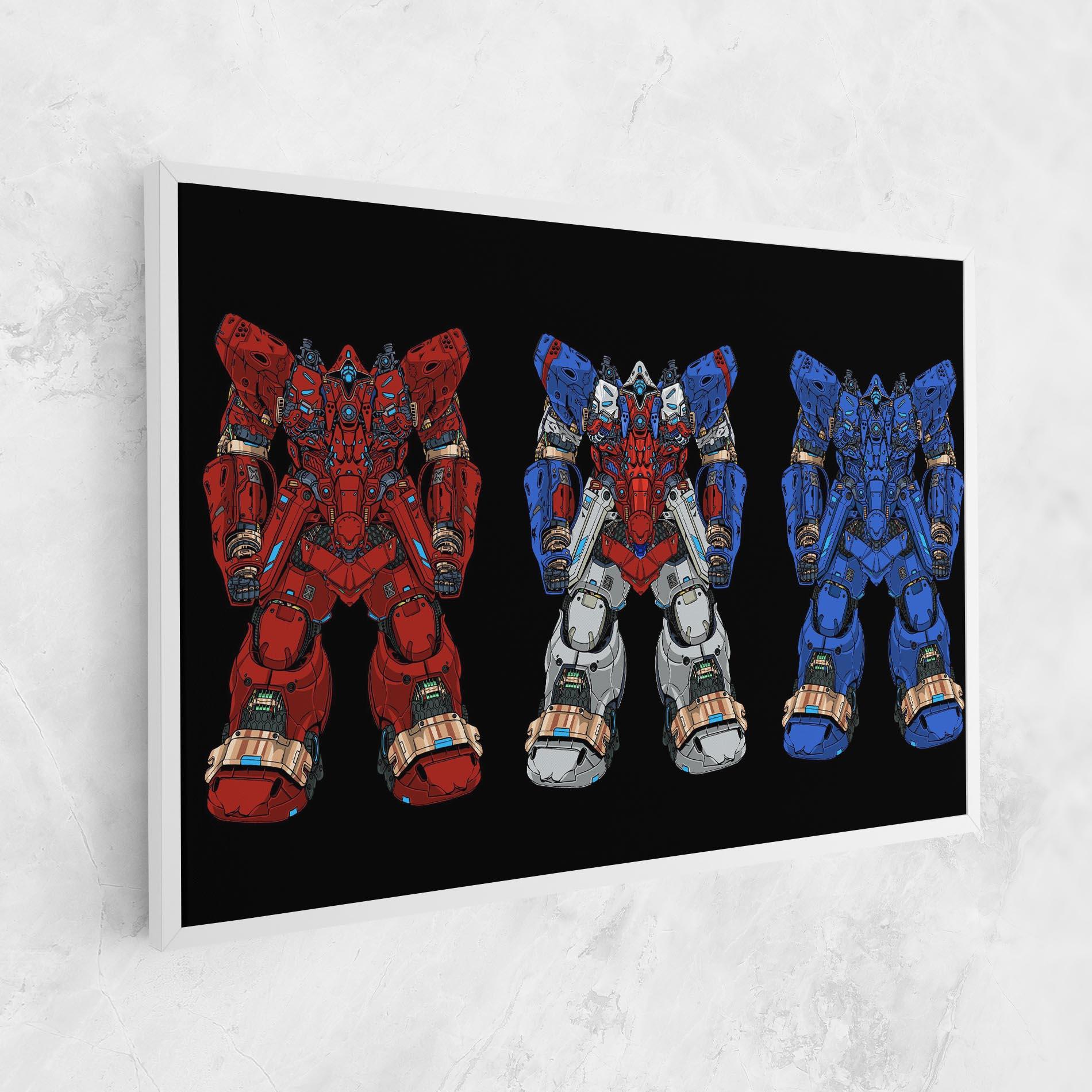 Картина на платно Blue Red Robots mockup 1